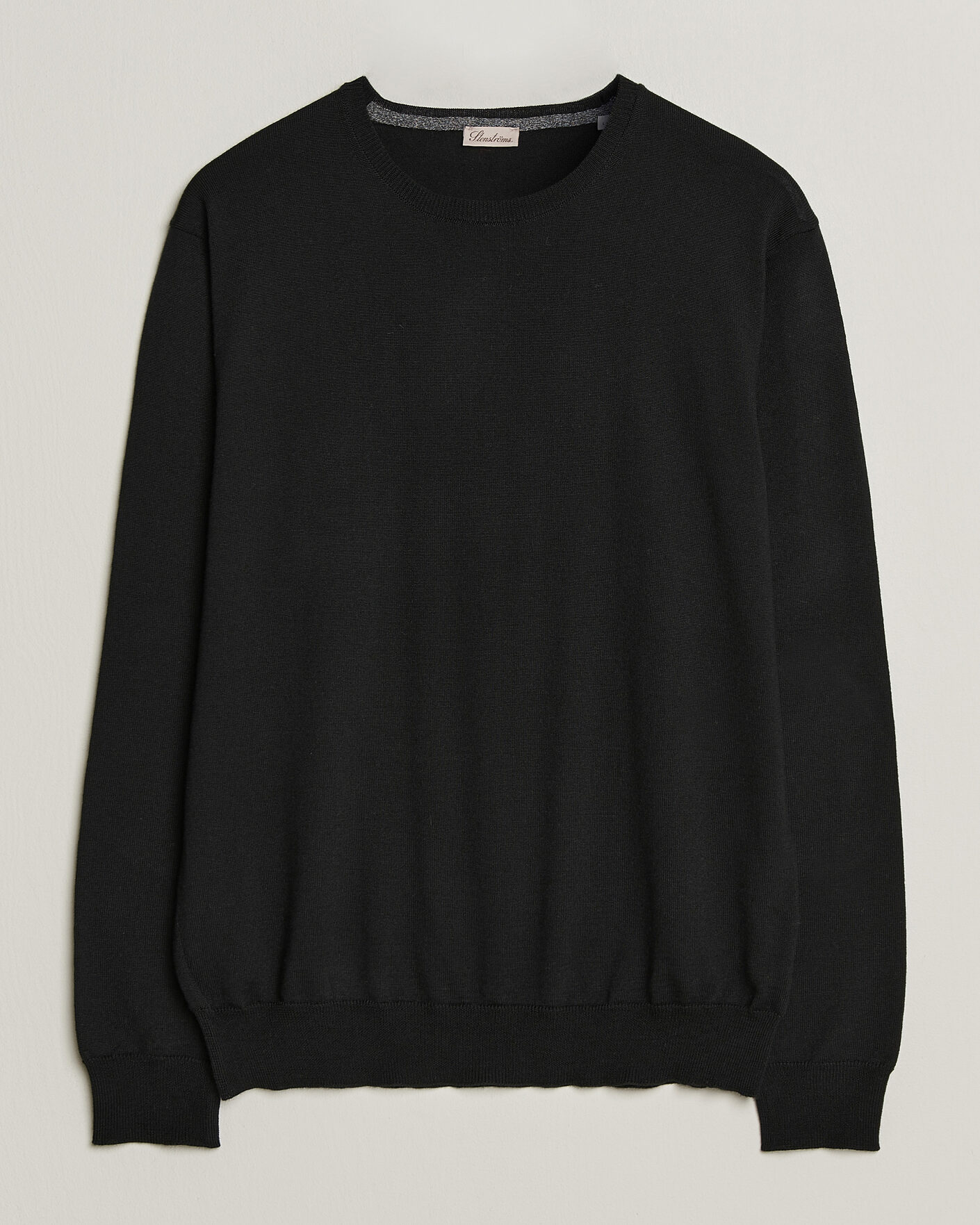 Men | Sweaters & Knitwear | Stenströms | Merino Patch Crew Neck Black