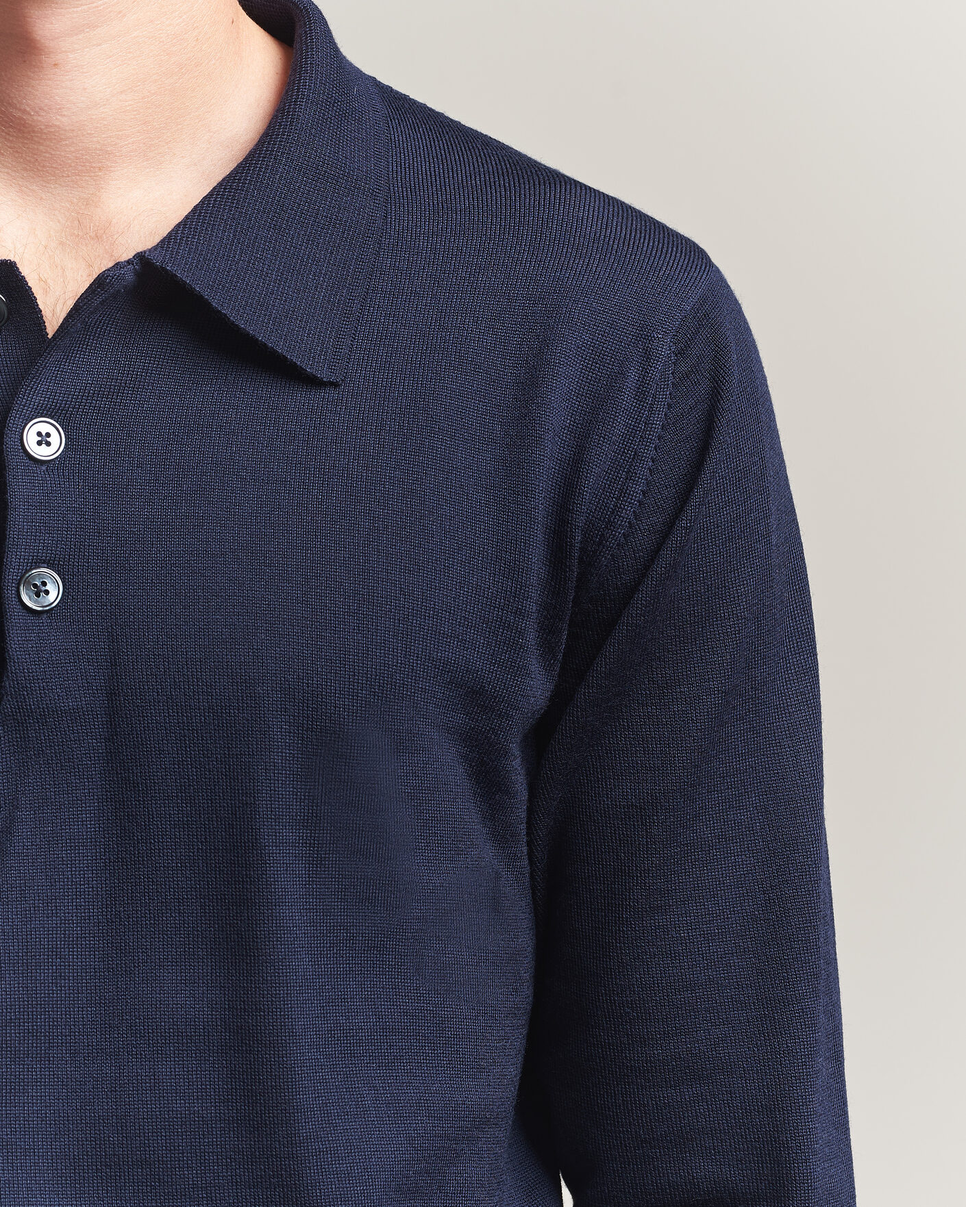 Men | Sweaters & Knitwear | Stenströms | Merino Polo Navy