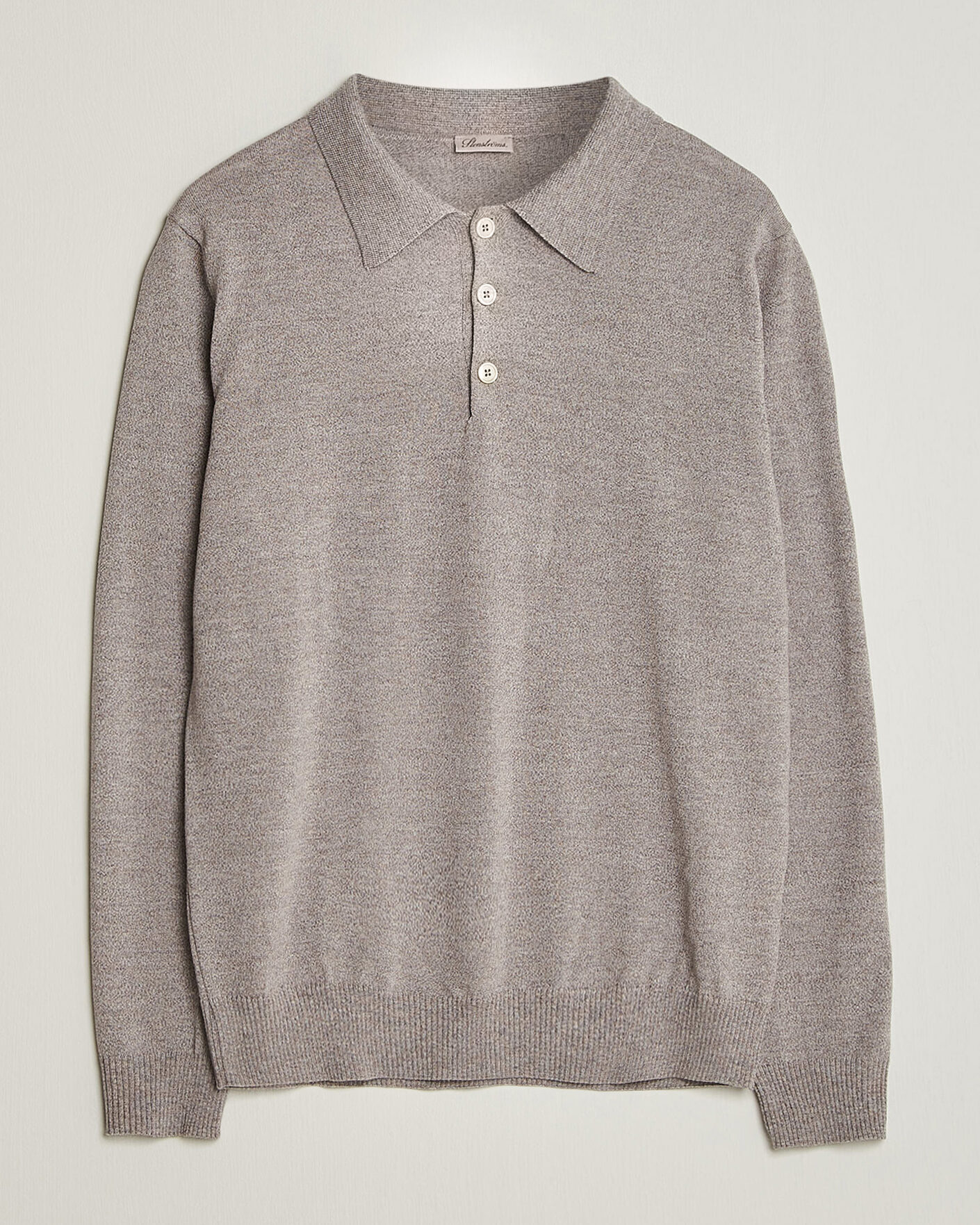 Men | Sweaters & Knitwear | Stenströms | Merino Polo Beige