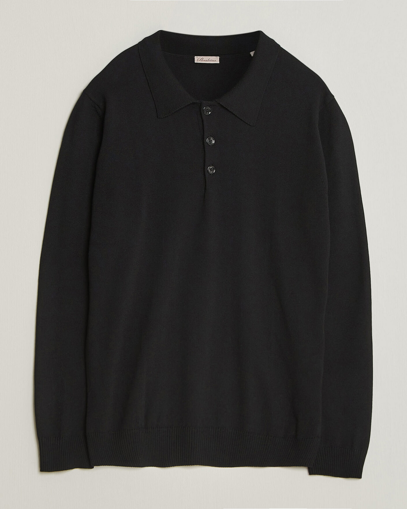 Men | Sweaters & Knitwear | Stenströms | Merino Polo Black