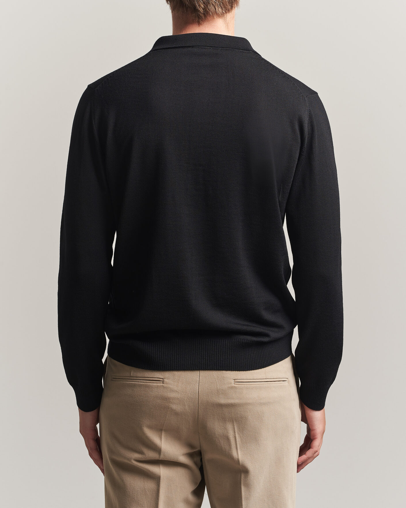 Men | Sweaters & Knitwear | Stenströms | Merino Polo Black