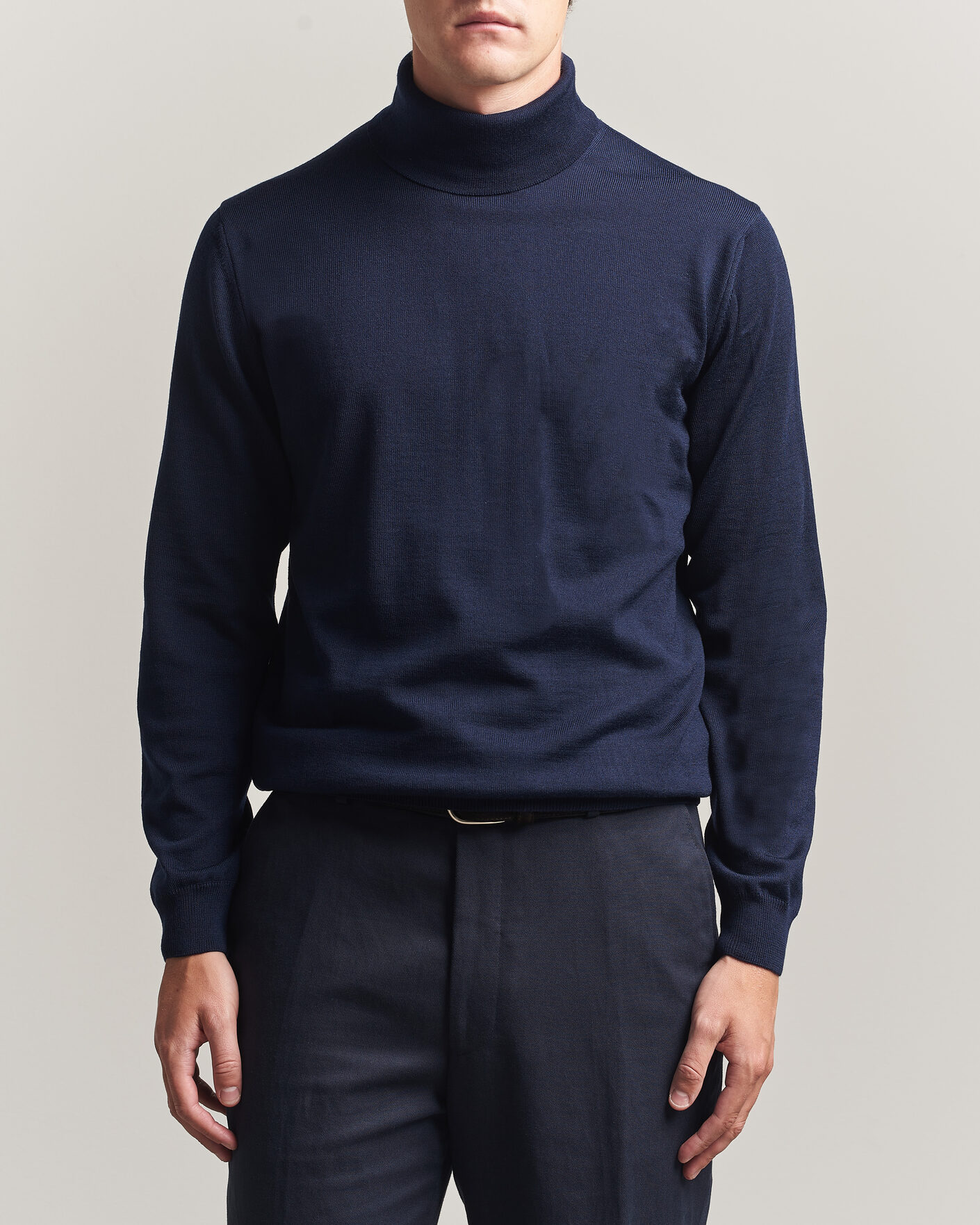 Men | Sweaters & Knitwear | Stenströms | Merino Rollneck Navy