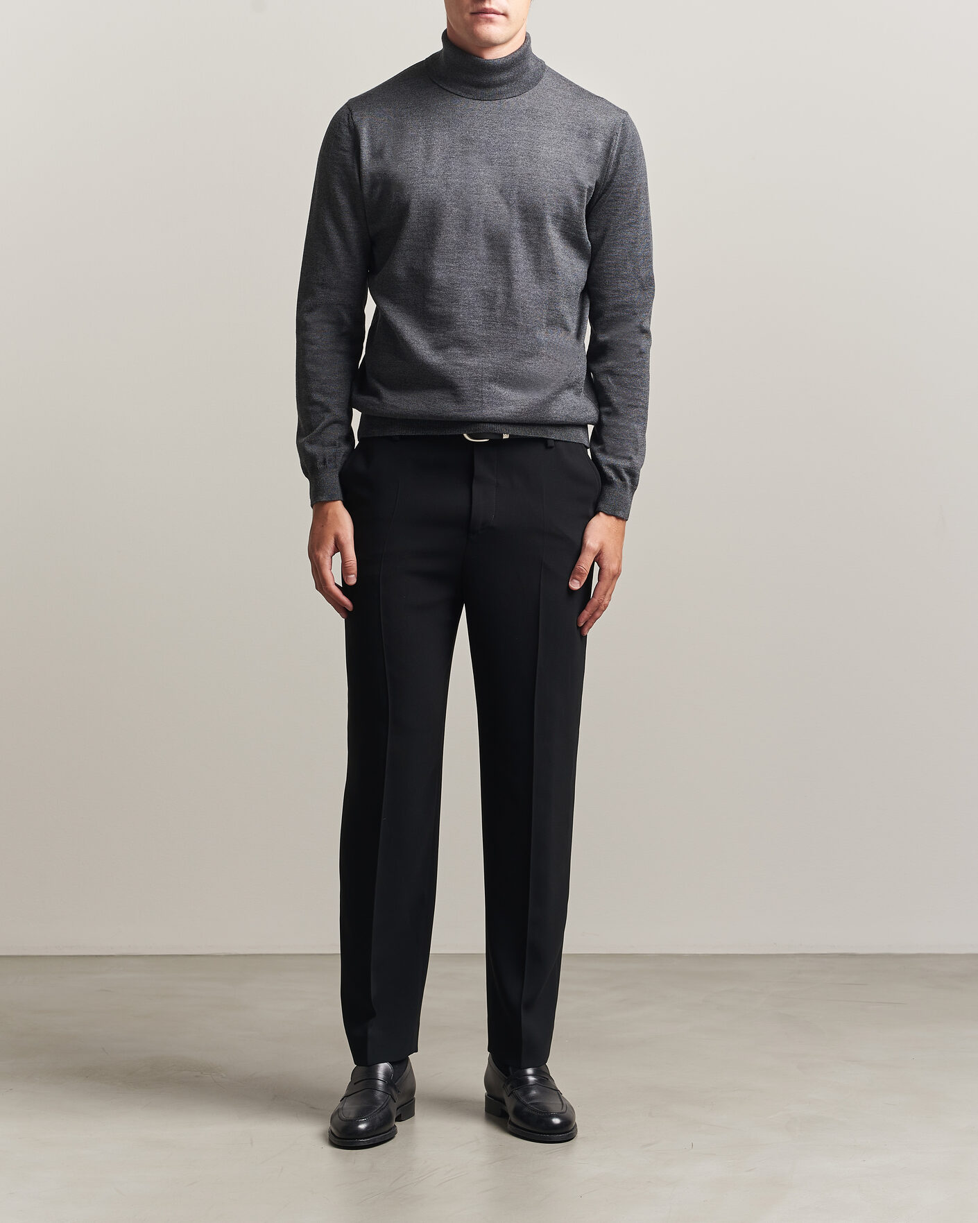 Men | Sweaters & Knitwear | Stenströms | Merino Rollneck Dark Grey