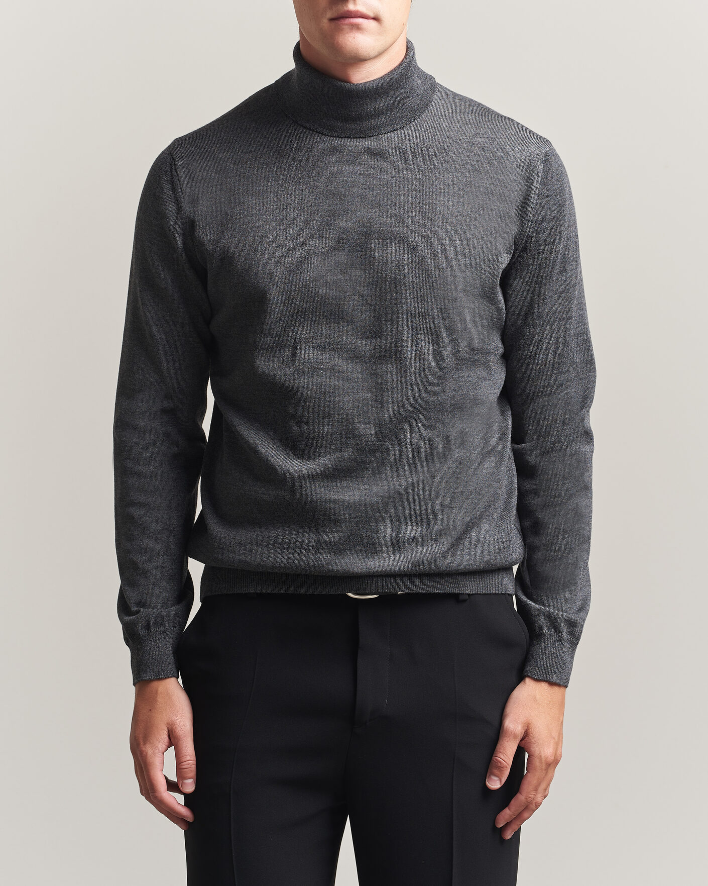 Men | Sweaters & Knitwear | Stenströms | Merino Rollneck Dark Grey