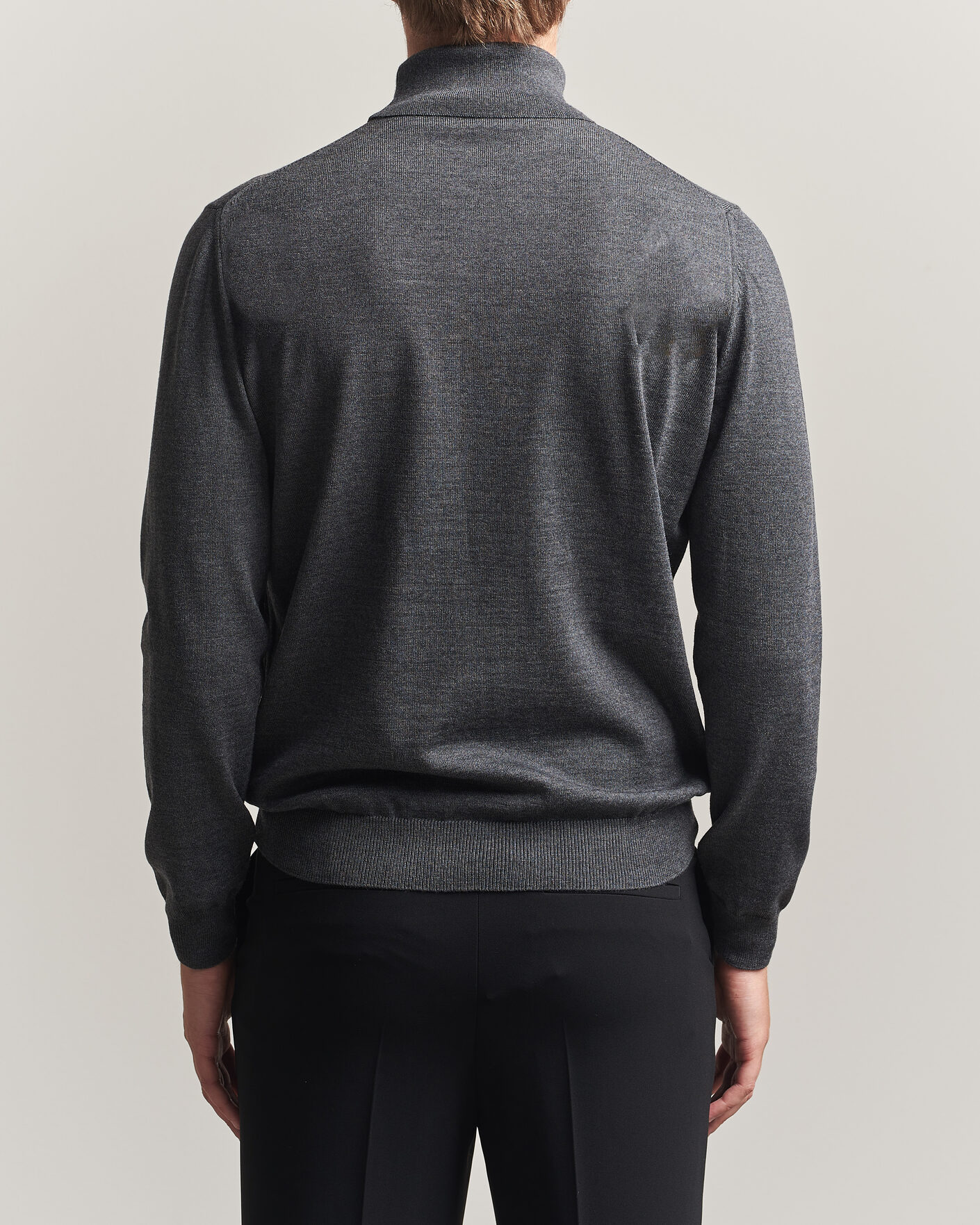 Men | Sweaters & Knitwear | Stenströms | Merino Rollneck Dark Grey