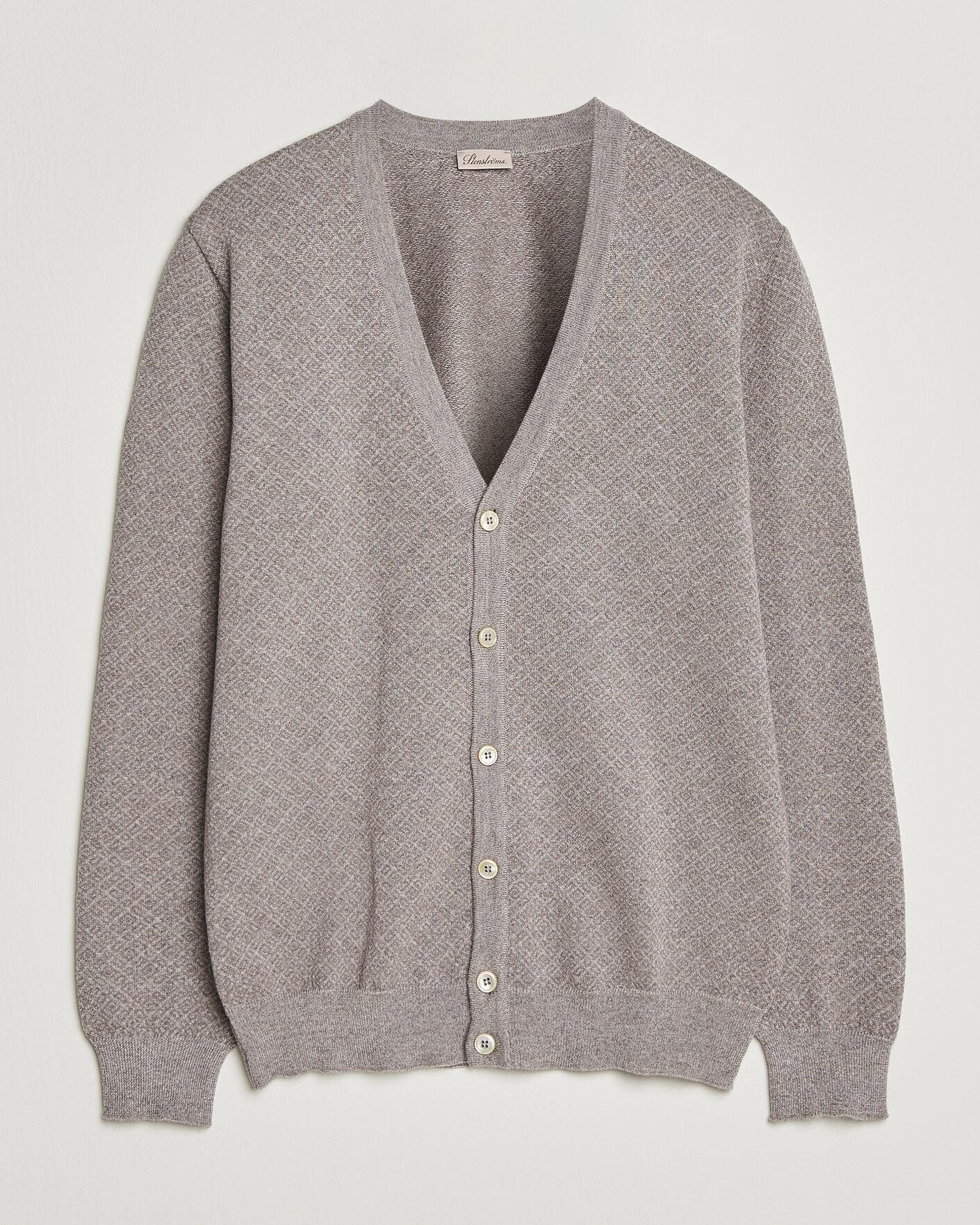 Men | Sweaters & Knitwear | Stenströms | Merino Jaquard Cardigan Beige