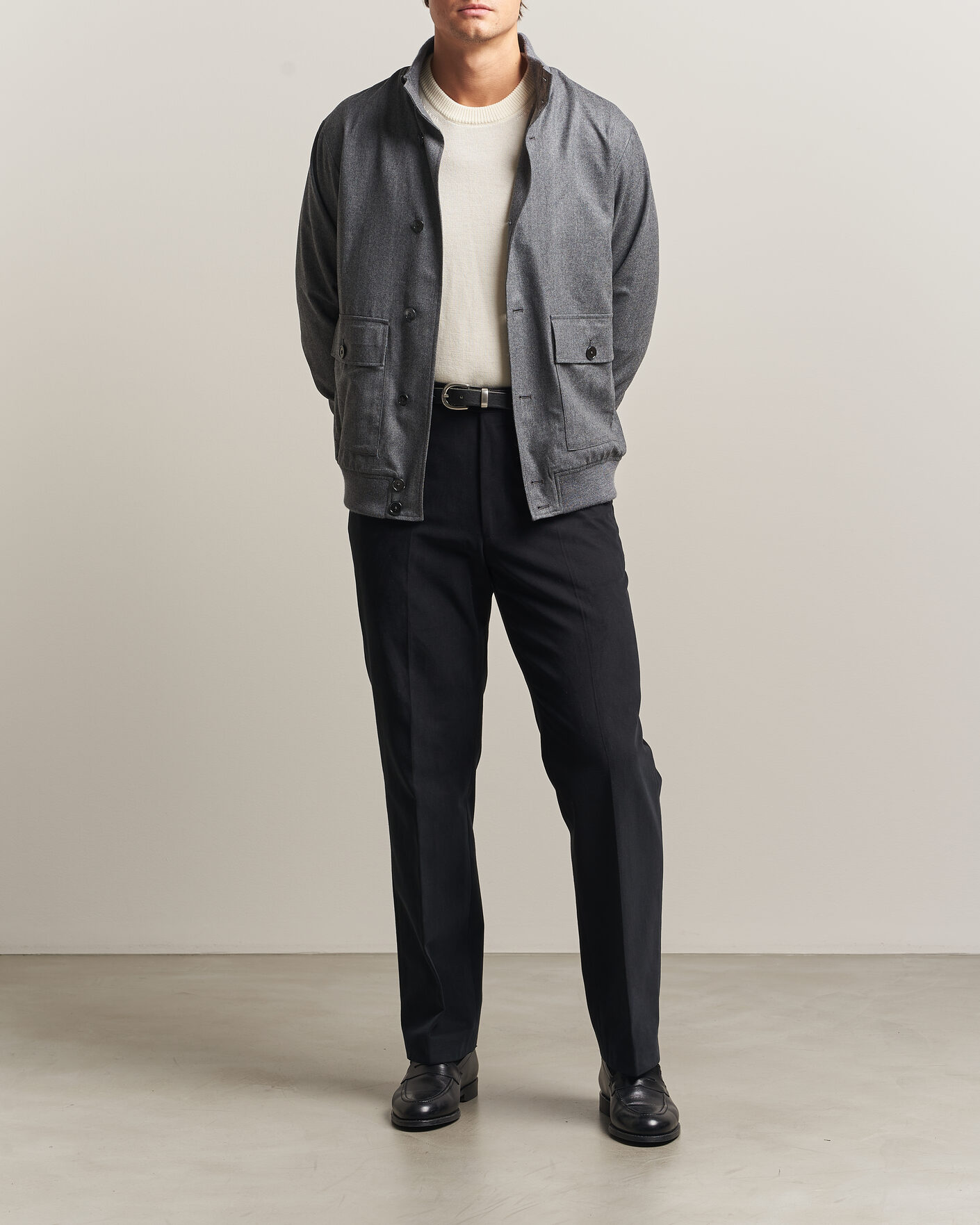 Men | Coats & Jackets | Stenströms | Flannel Bomber Jacket Grey