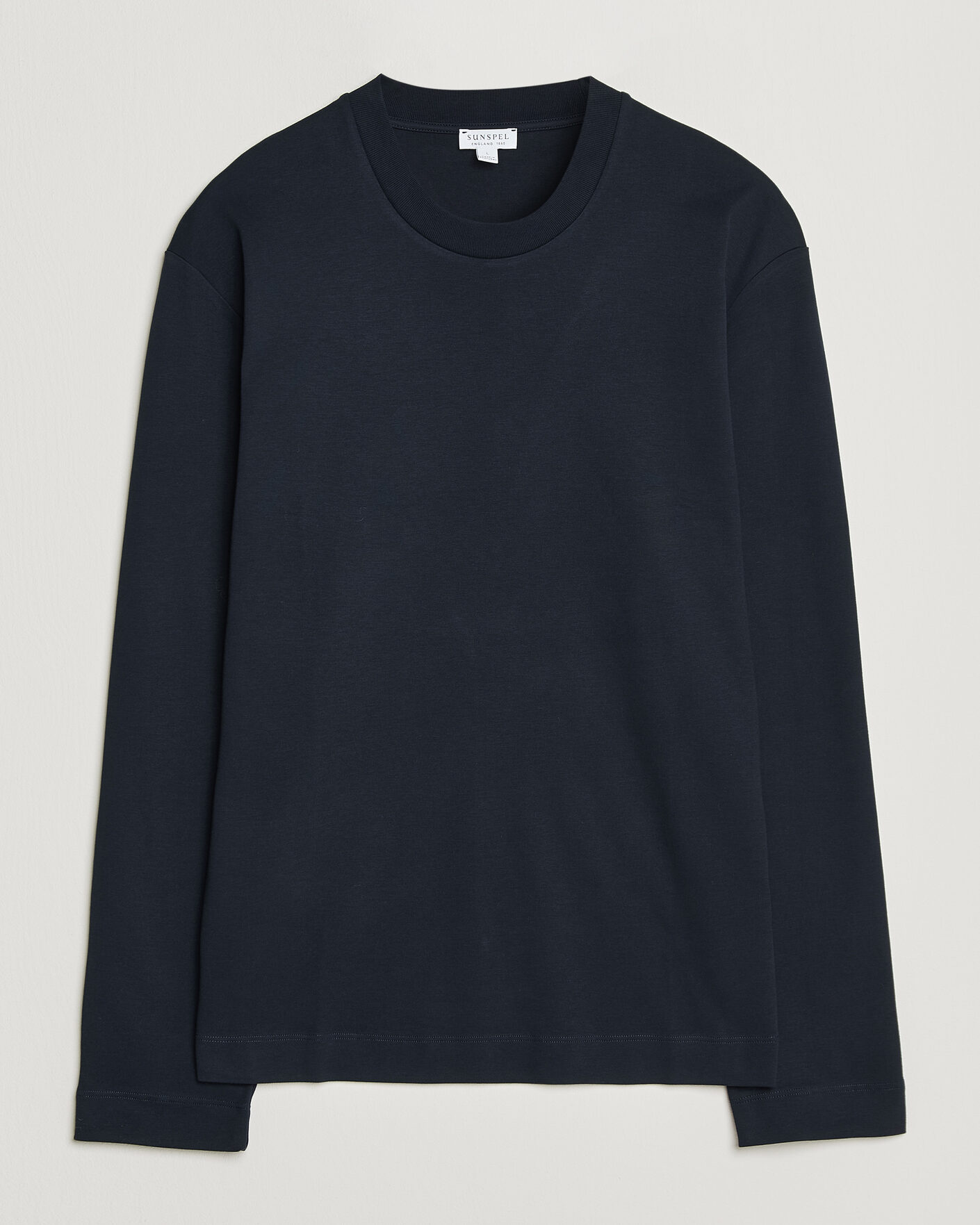 Men | T-Shirts | Sunspel | Heavy Weight Supima Cotton Long Sleeve T-Shirt Navy