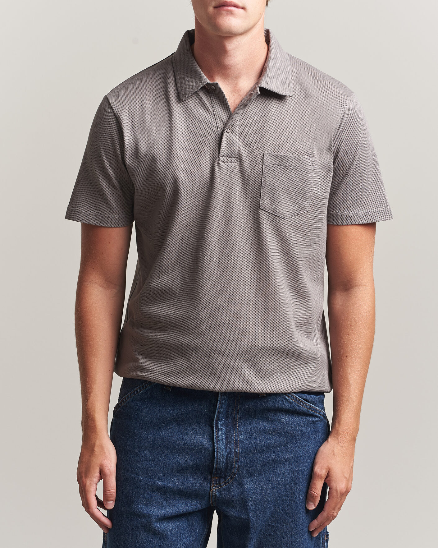 Men | Polo Shirts | Sunspel | Riviera Polo Shirt Smoke Grey