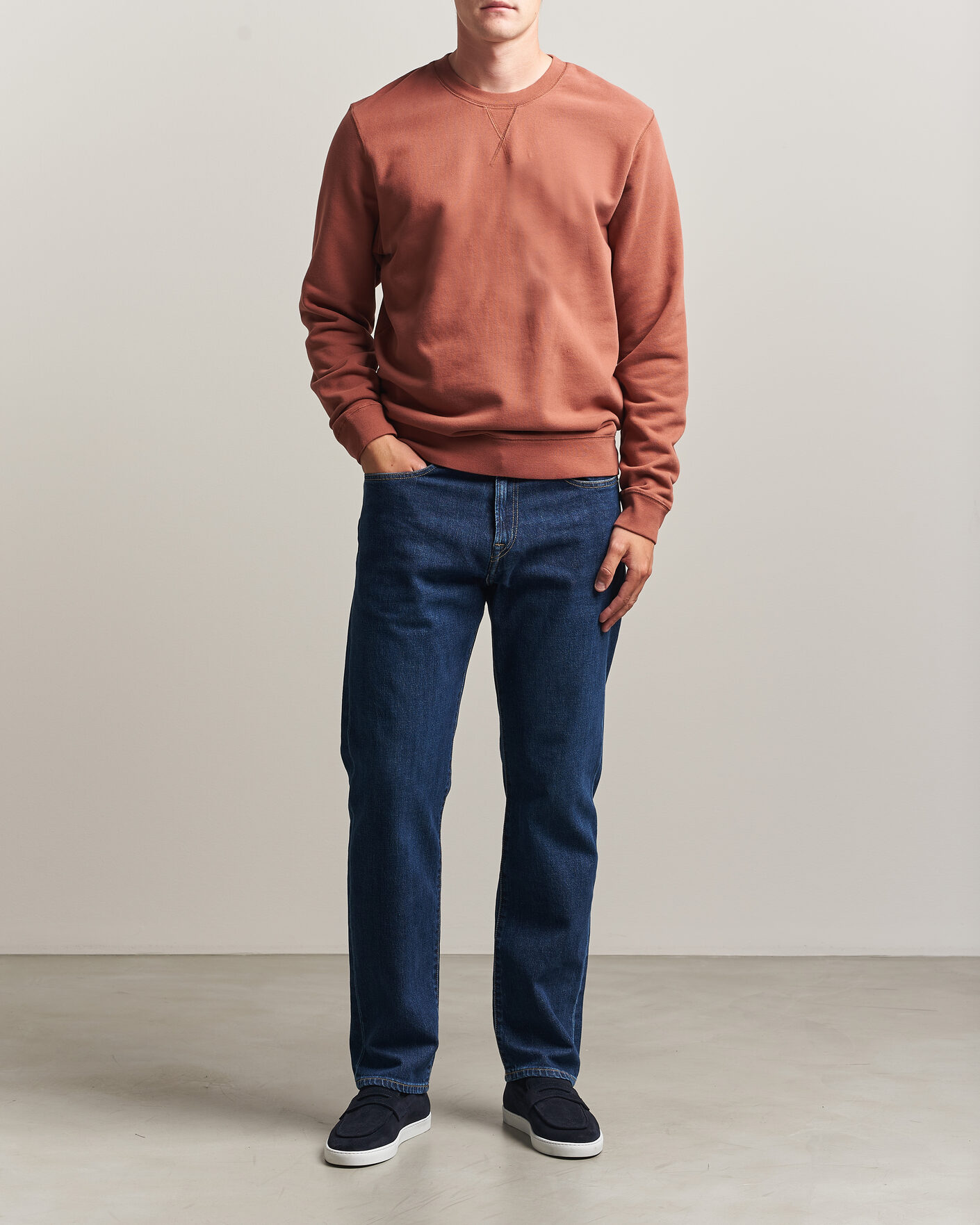 Men | Sweaters & Knitwear | Sunspel | Loopback Sweatshirt Dark Tabacco