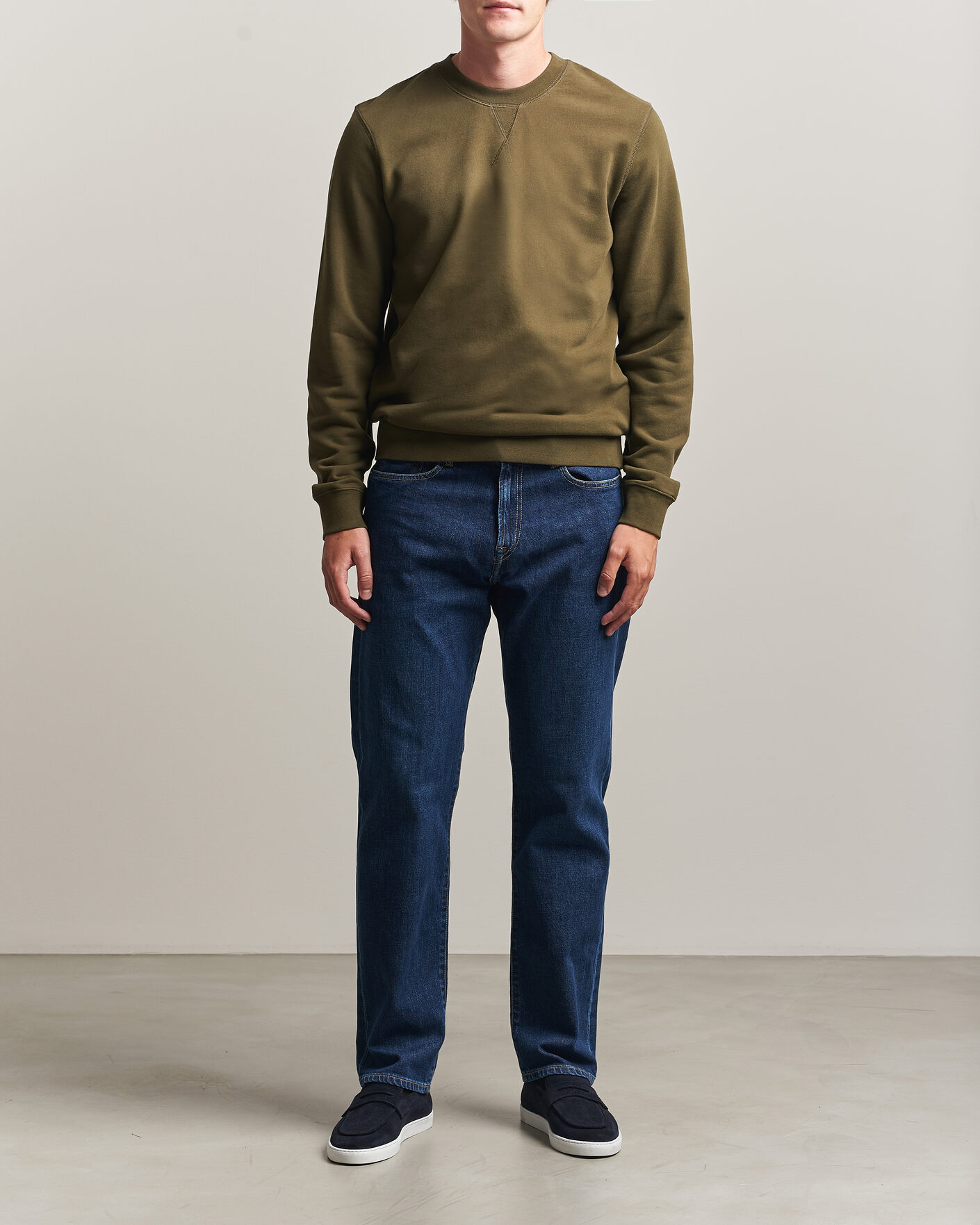 Men | Sweaters & Knitwear | Sunspel | Loopback Sweatshirt Loden Green