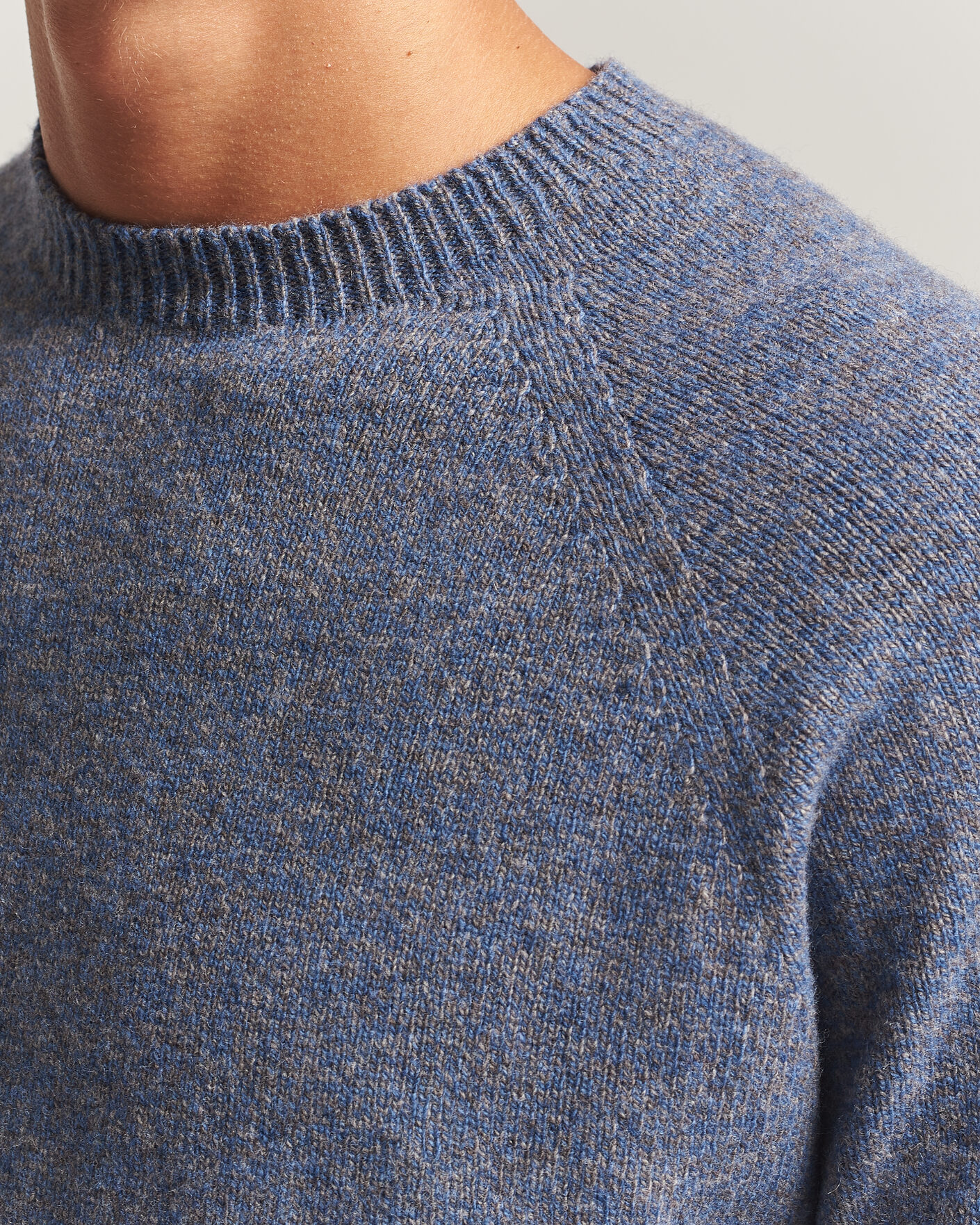Men | Sweaters & Knitwear | Sunspel | Lambswool Crew Neck Denim Twist
