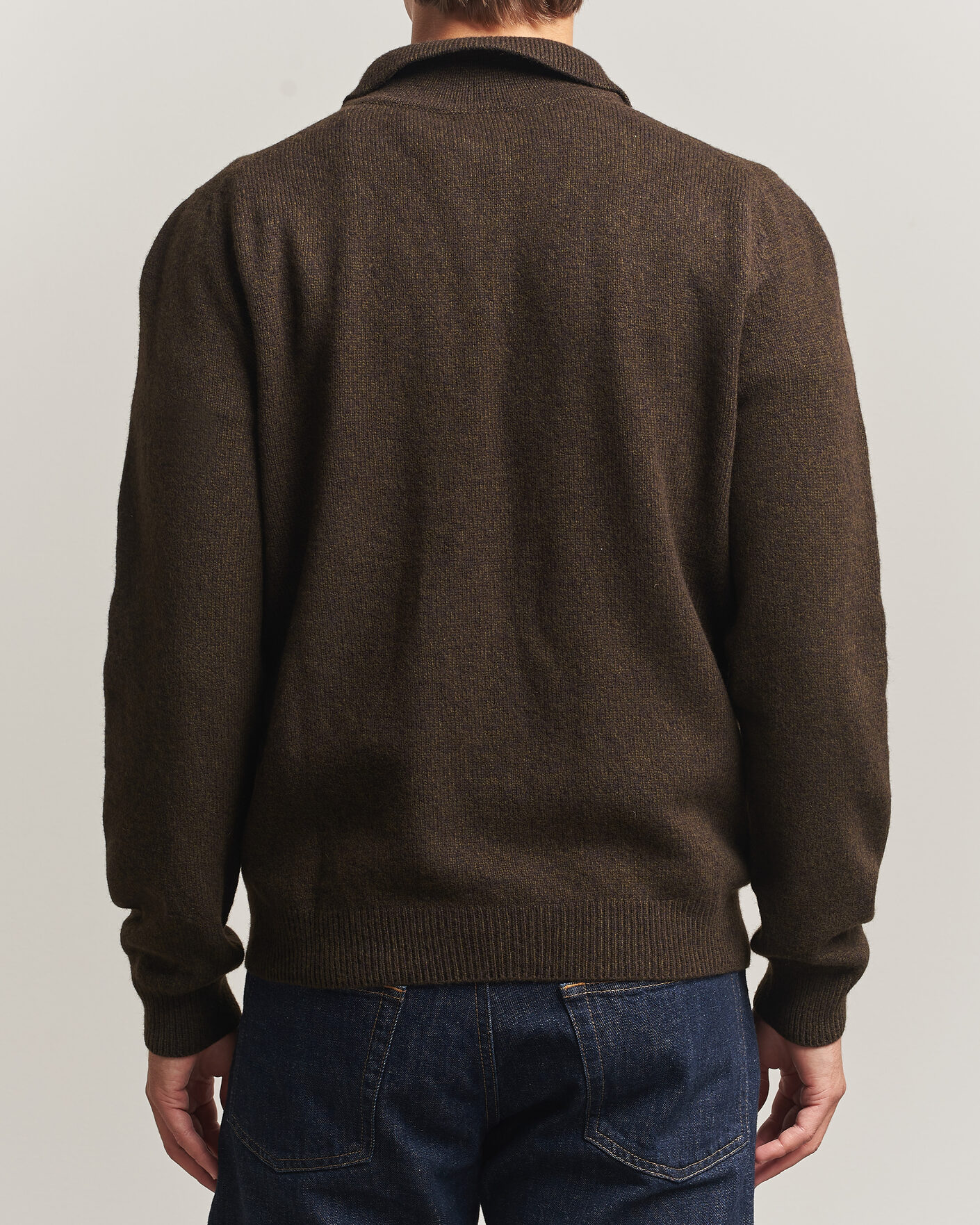 Men | Sweaters & Knitwear | Sunspel | Lambswool Poloshirt Loden Twist