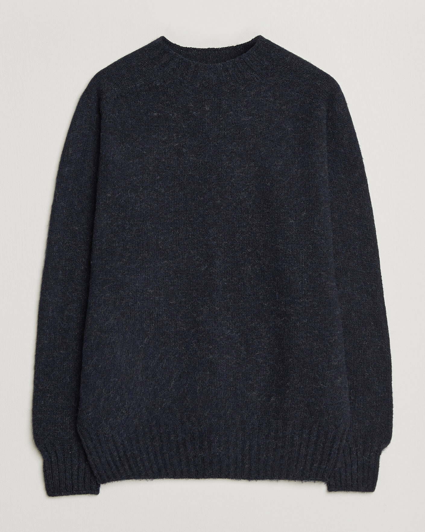 Men | Sweaters & Knitwear | Sunspel | Brushed Shetland Crew Neck Dark Navy