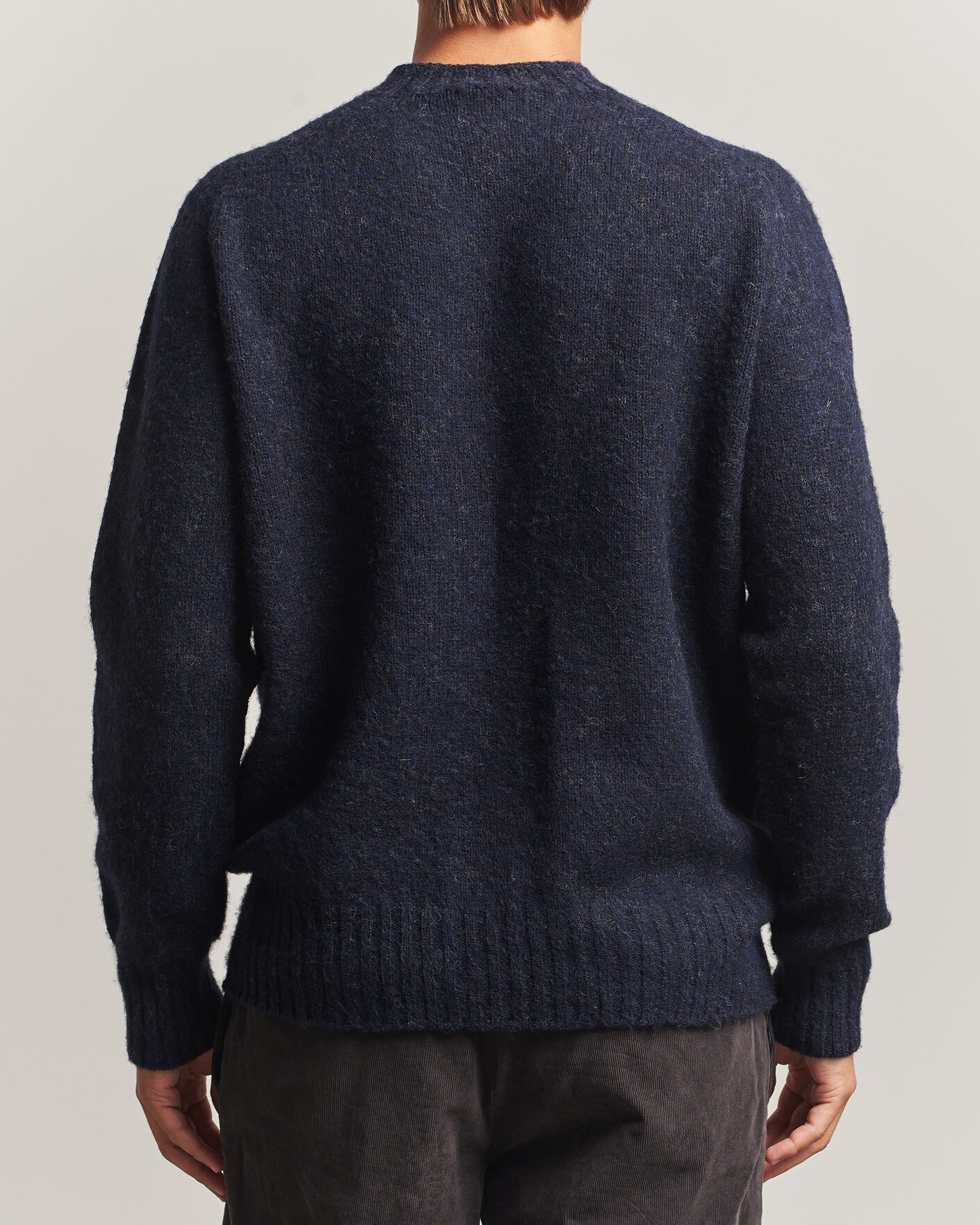 Men | Sweaters & Knitwear | Sunspel | Brushed Shetland Crew Neck Dark Navy