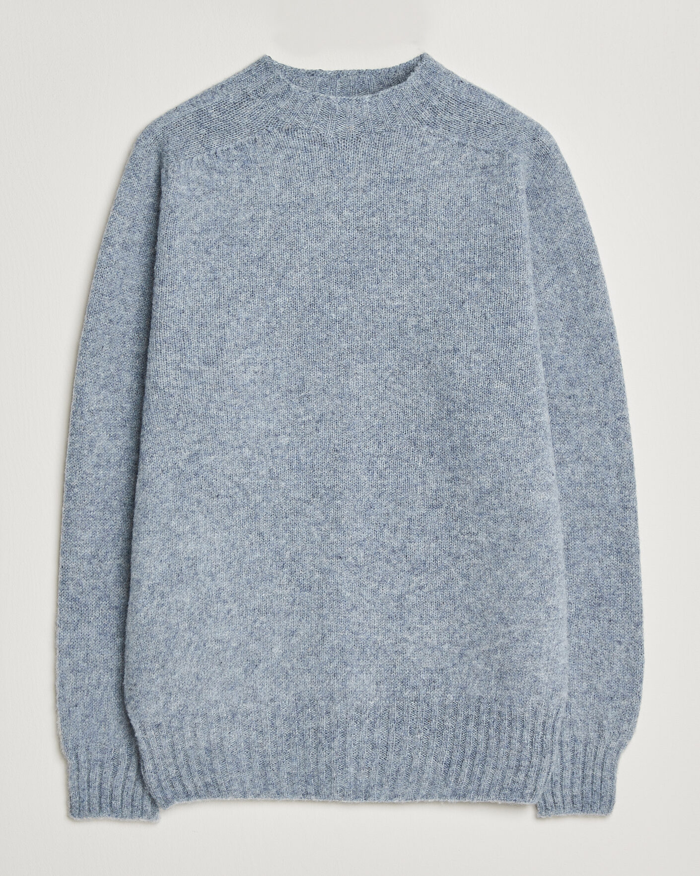 Men | Sweaters & Knitwear | Sunspel | Brushed Shetland Crew Neck Powder Blue