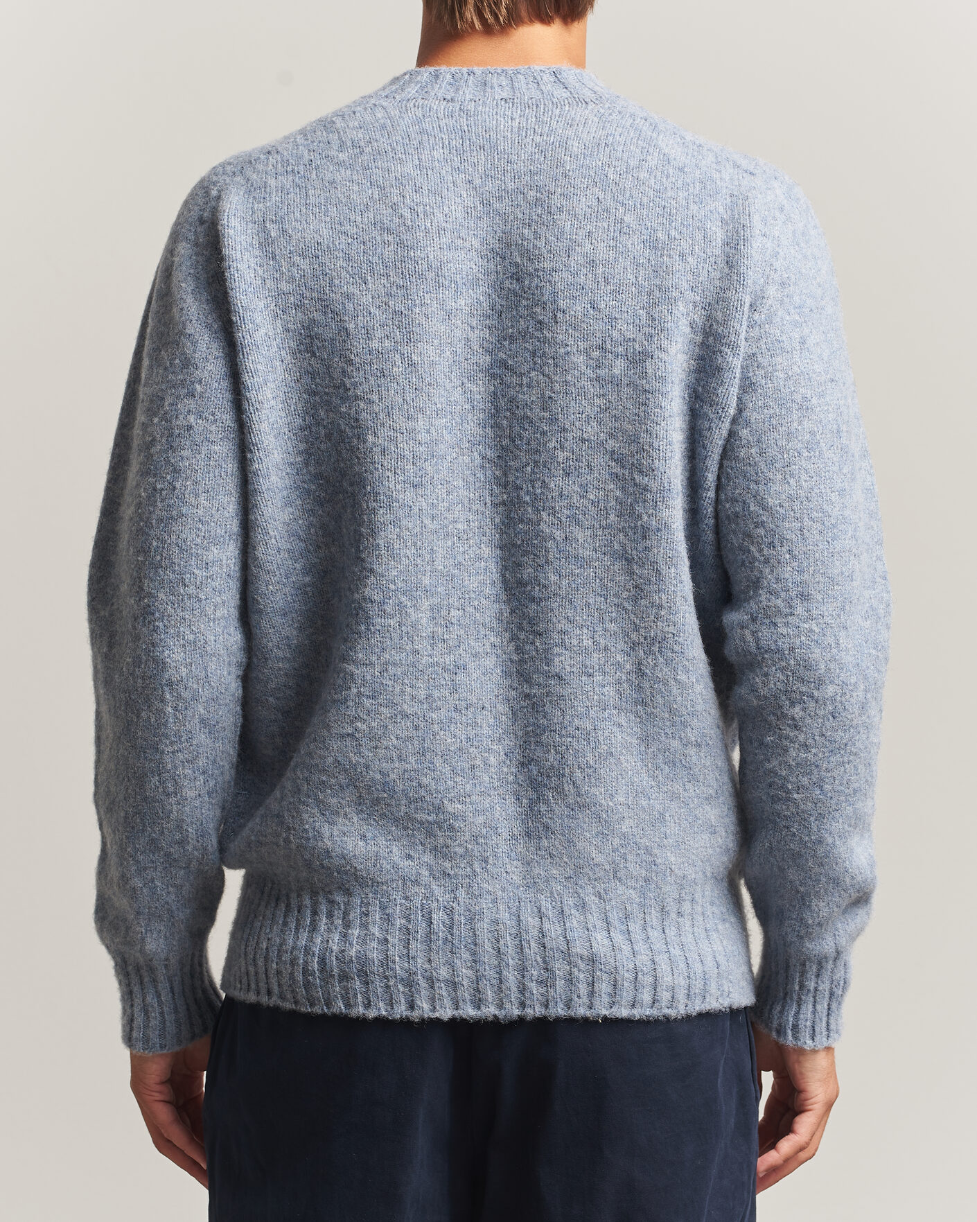 Men | Sweaters & Knitwear | Sunspel | Brushed Shetland Crew Neck Powder Blue