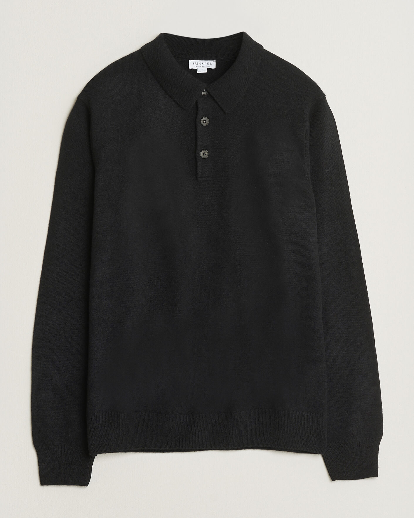 Men | Sweaters & Knitwear | Sunspel | Cashmere Polo Black