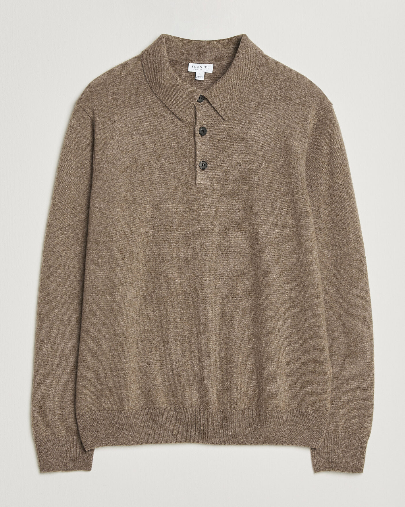 Men | Sweaters & Knitwear | Sunspel | Cashmere Polo Taupe