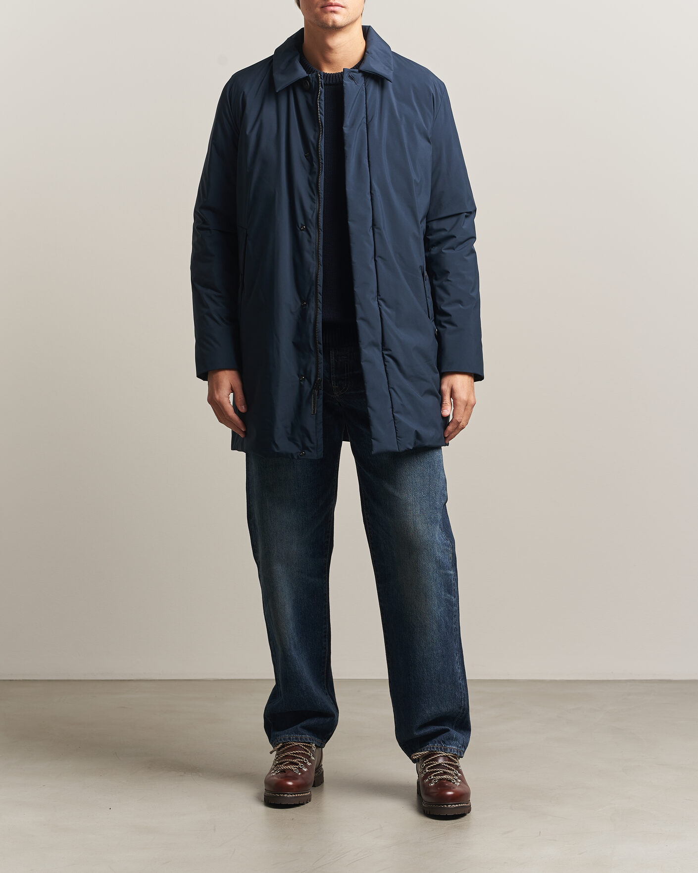 Men | Coats & Jackets | Woolrich | Cloud Lamar Light Padded Coat Melton Blue