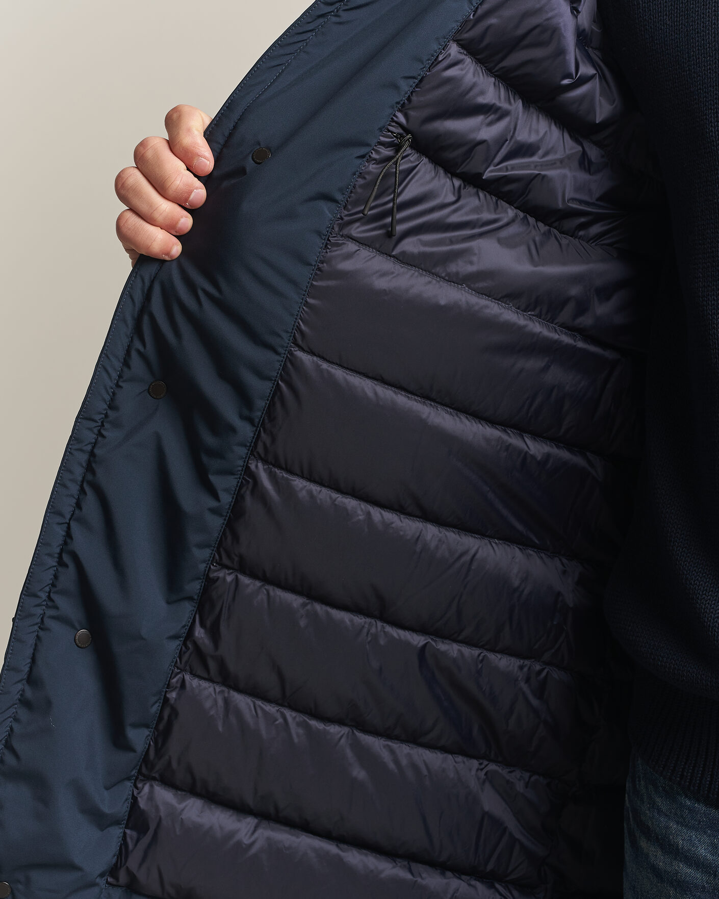 Men | Coats & Jackets | Woolrich | Cloud Lamar Light Padded Coat Melton Blue