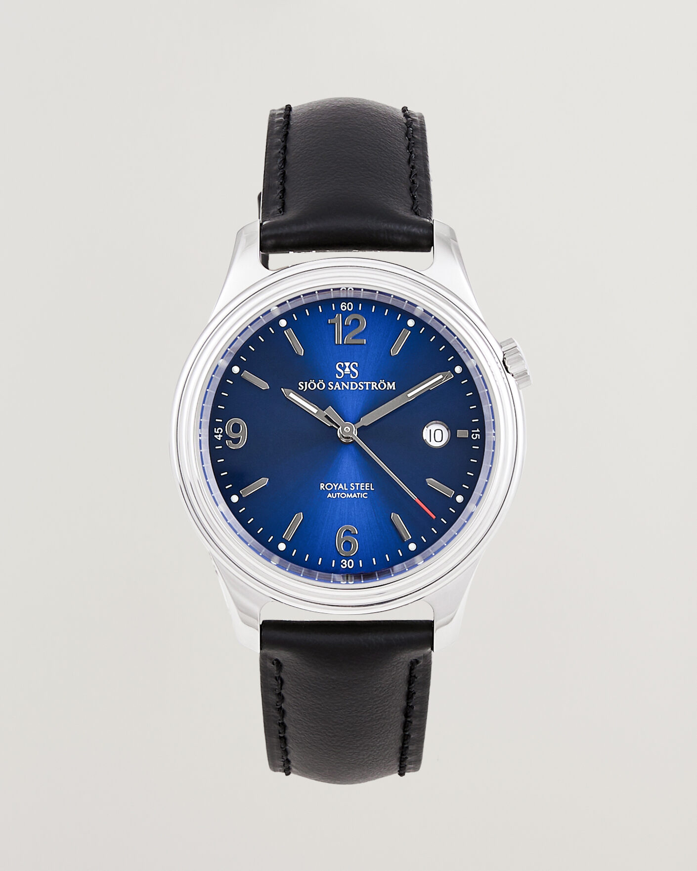 Men | Sjöö Sandström Royal Steel 41mm Black Calf Blue Dial | Sjöö Sandström | Royal Steel 41mm Black Calf Blue Dial