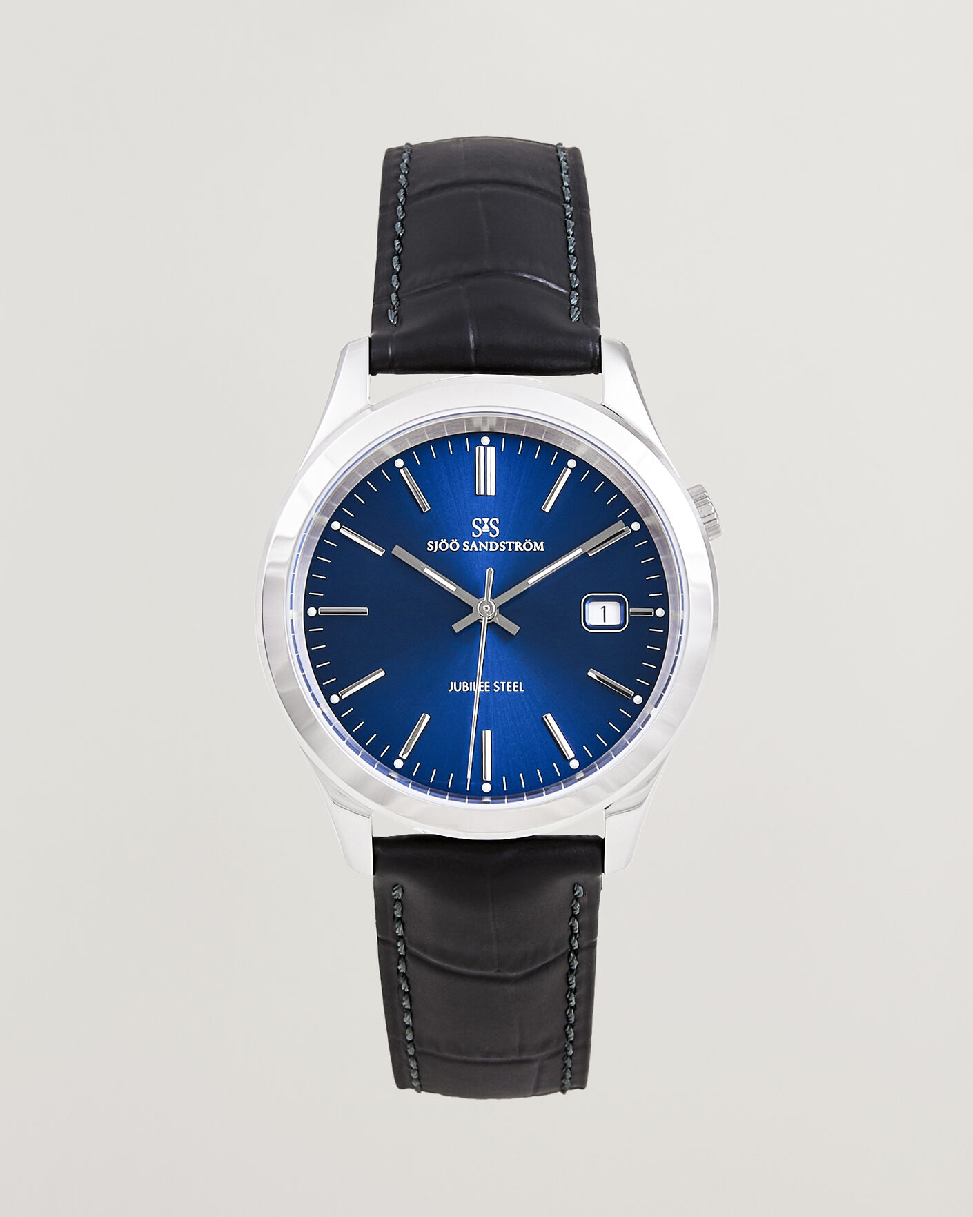 Men | Sjöö Sandström Jubilee Steel Quartz 40mm Black Calf Blue Dial | Sjöö Sandström | Jubilee Steel Quartz 40mm Black Calf Blue Dial