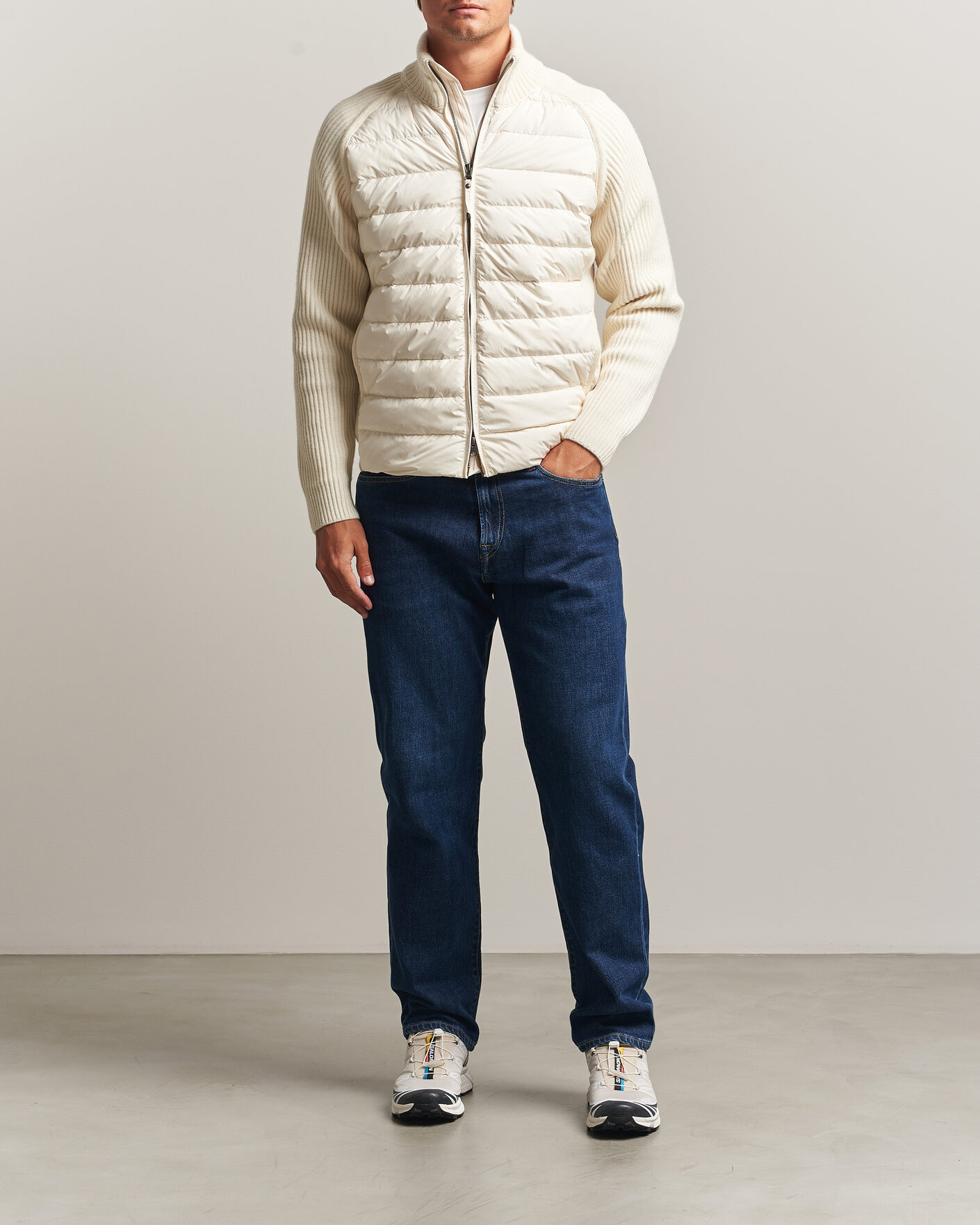 Men | Coats & Jackets | Parajumpers | Olmo Rib Knitted Hybrid Jacket Warm Ivory