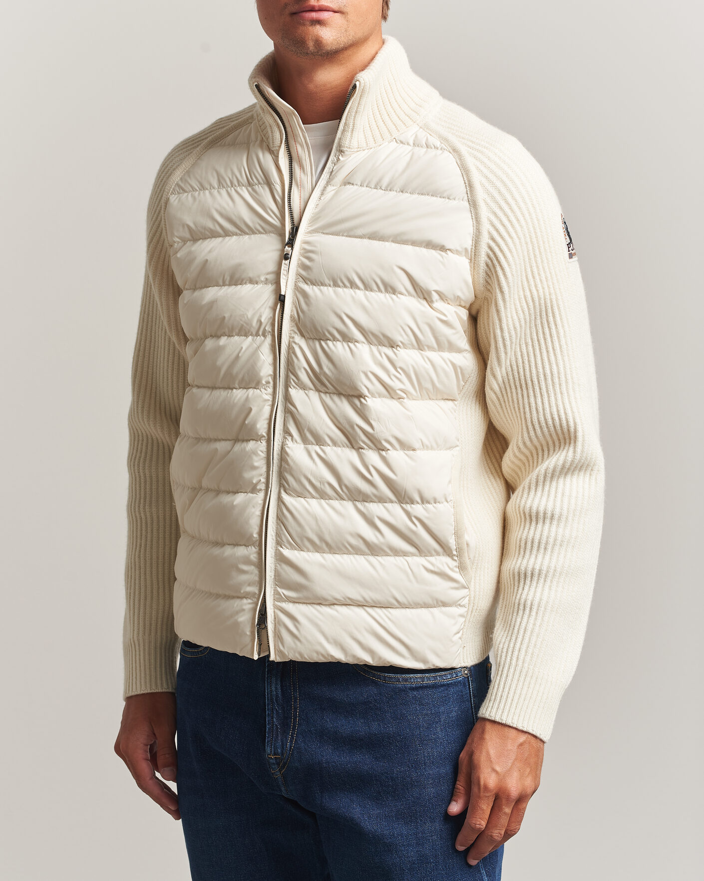 Men | Coats & Jackets | Parajumpers | Olmo Rib Knitted Hybrid Jacket Warm Ivory