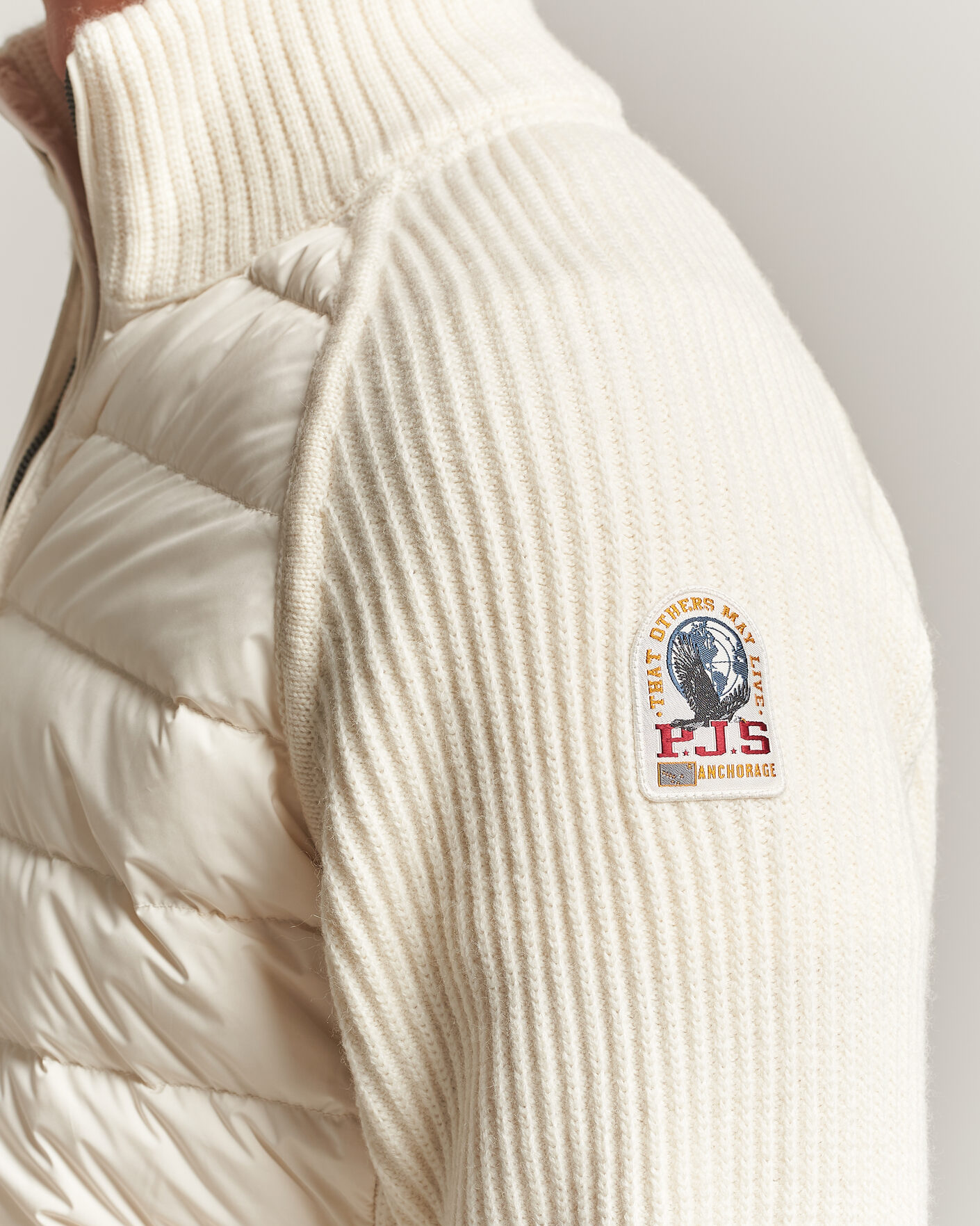 Men | Coats & Jackets | Parajumpers | Olmo Rib Knitted Hybrid Jacket Warm Ivory