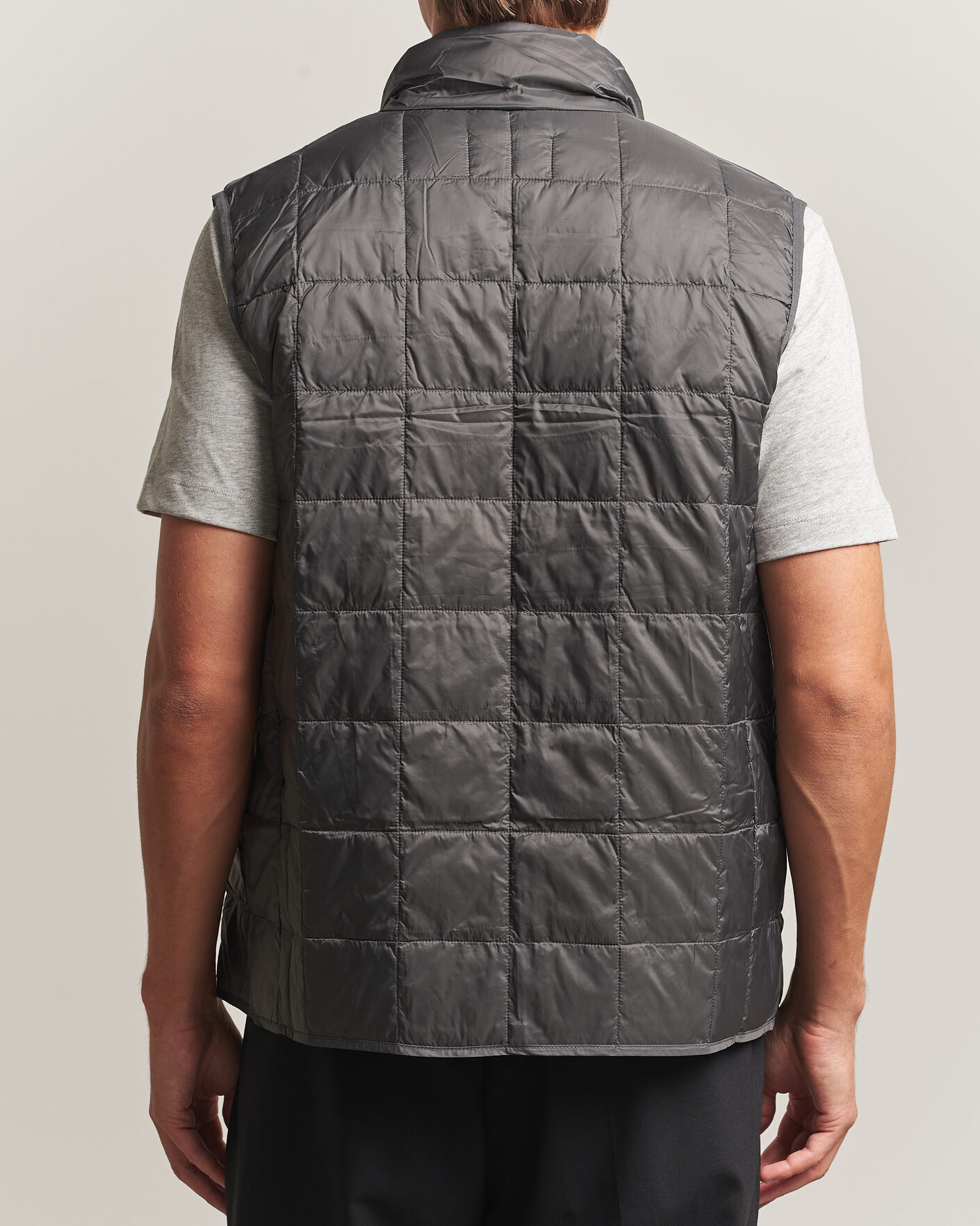 Men | Gilets | TAION | High Neck Full Zip Lightweight Down Vest Dark Grey