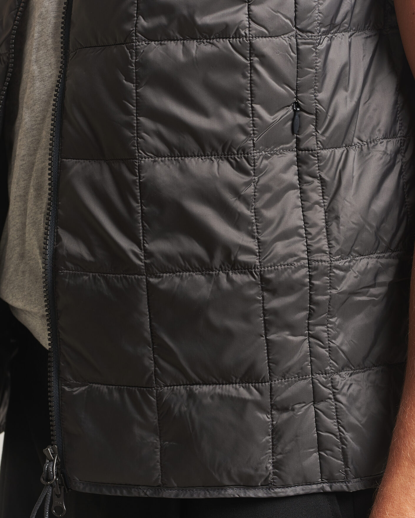 Men | Gilets | TAION | High Neck Full Zip Lightweight Down Vest Dark Grey