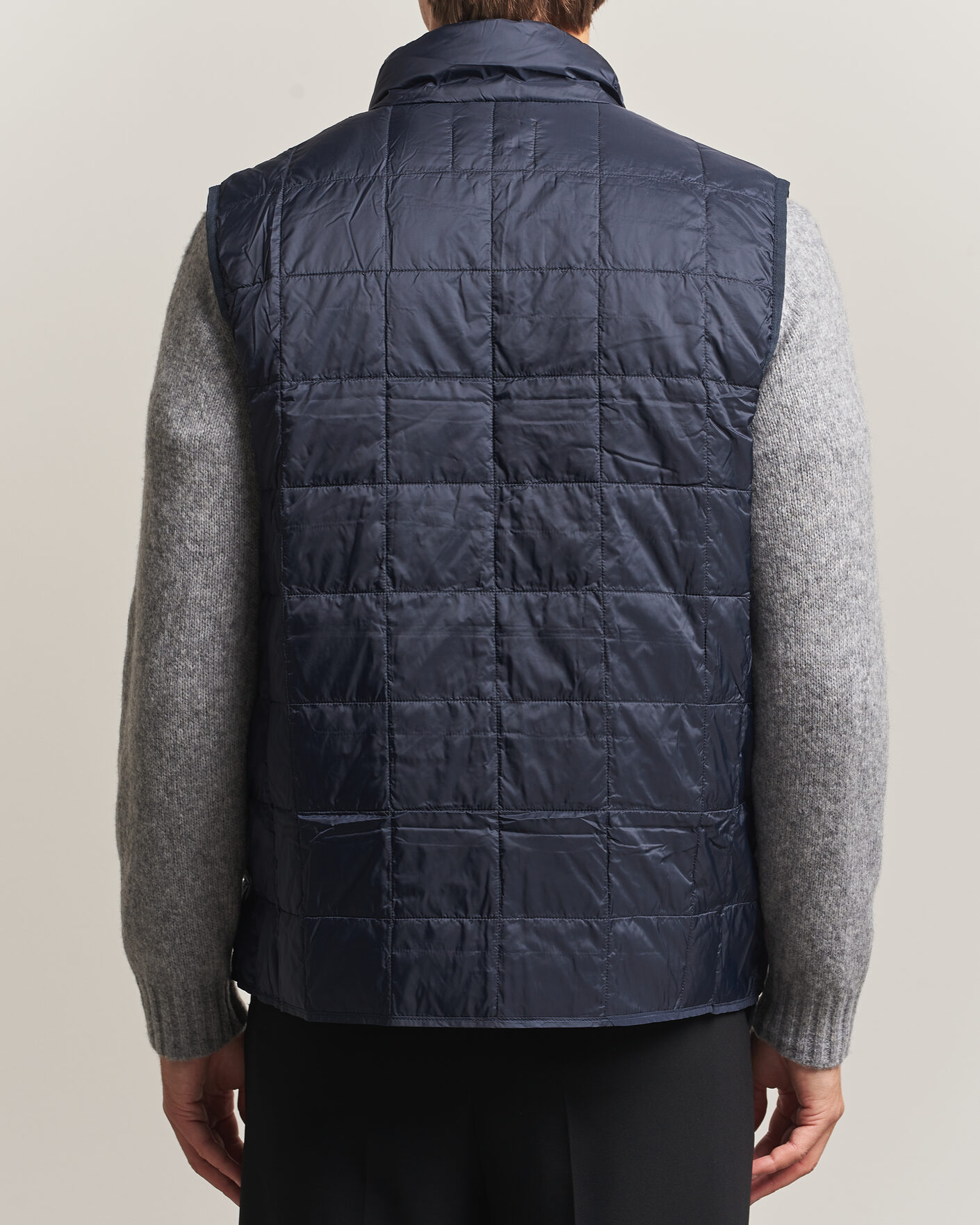 Men | Gilets | TAION | High Neck Full Zip Lightweight Down Vest Dark Navy