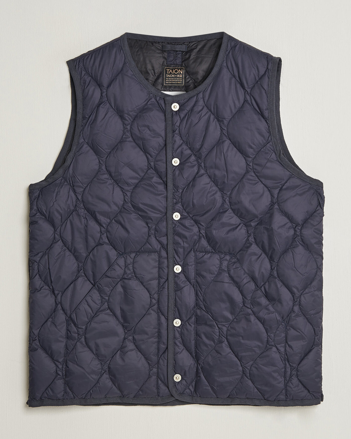 Men | Gilets | TAION | Military Crew Neck Down Vest Dark Navy
