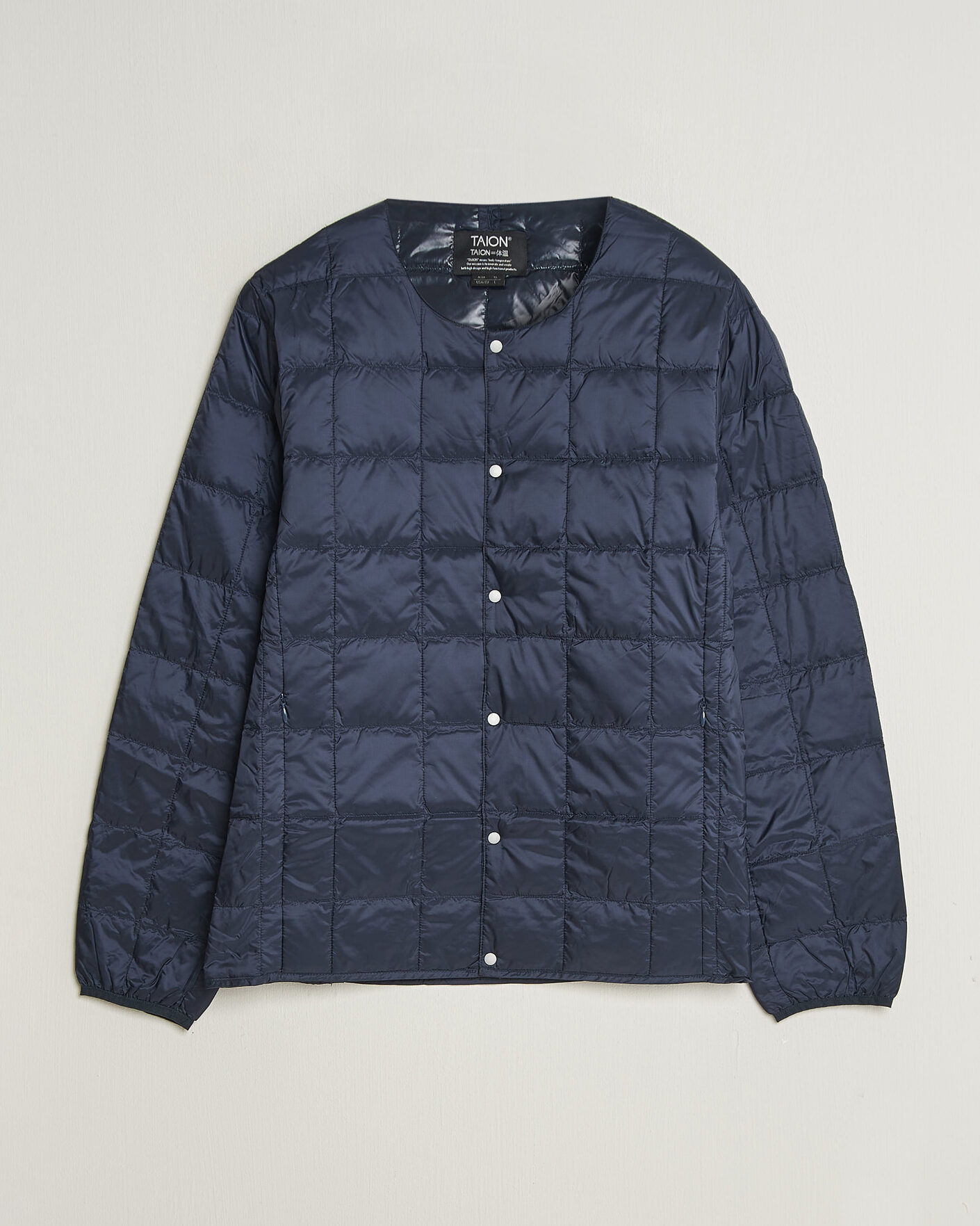 Men | Coats & Jackets | TAION | Crew Neck Button Down Jacket Dark Navy