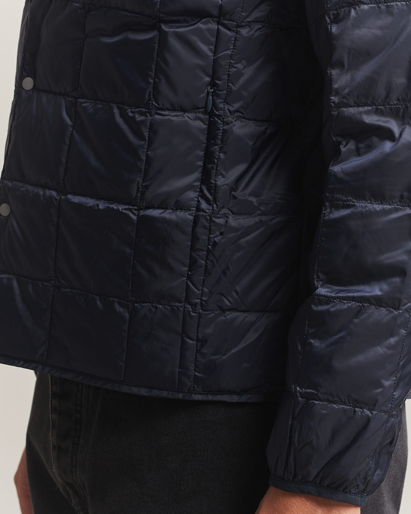 Men | Coats & Jackets | TAION | Crew Neck Button Down Jacket Dark Navy