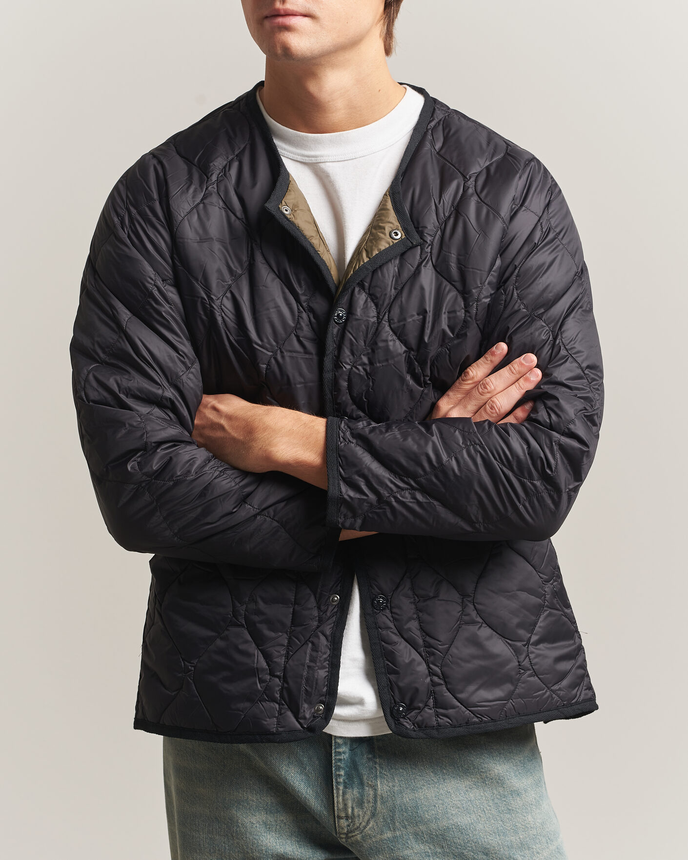 Men | Coats & Jackets | TAION | Military Crew Neck Down Jacket Black