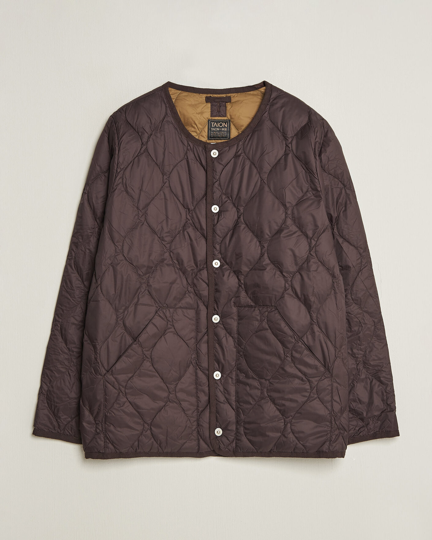 Men | Coats & Jackets | TAION | Military Crew Neck Down Jacket Dark Choco