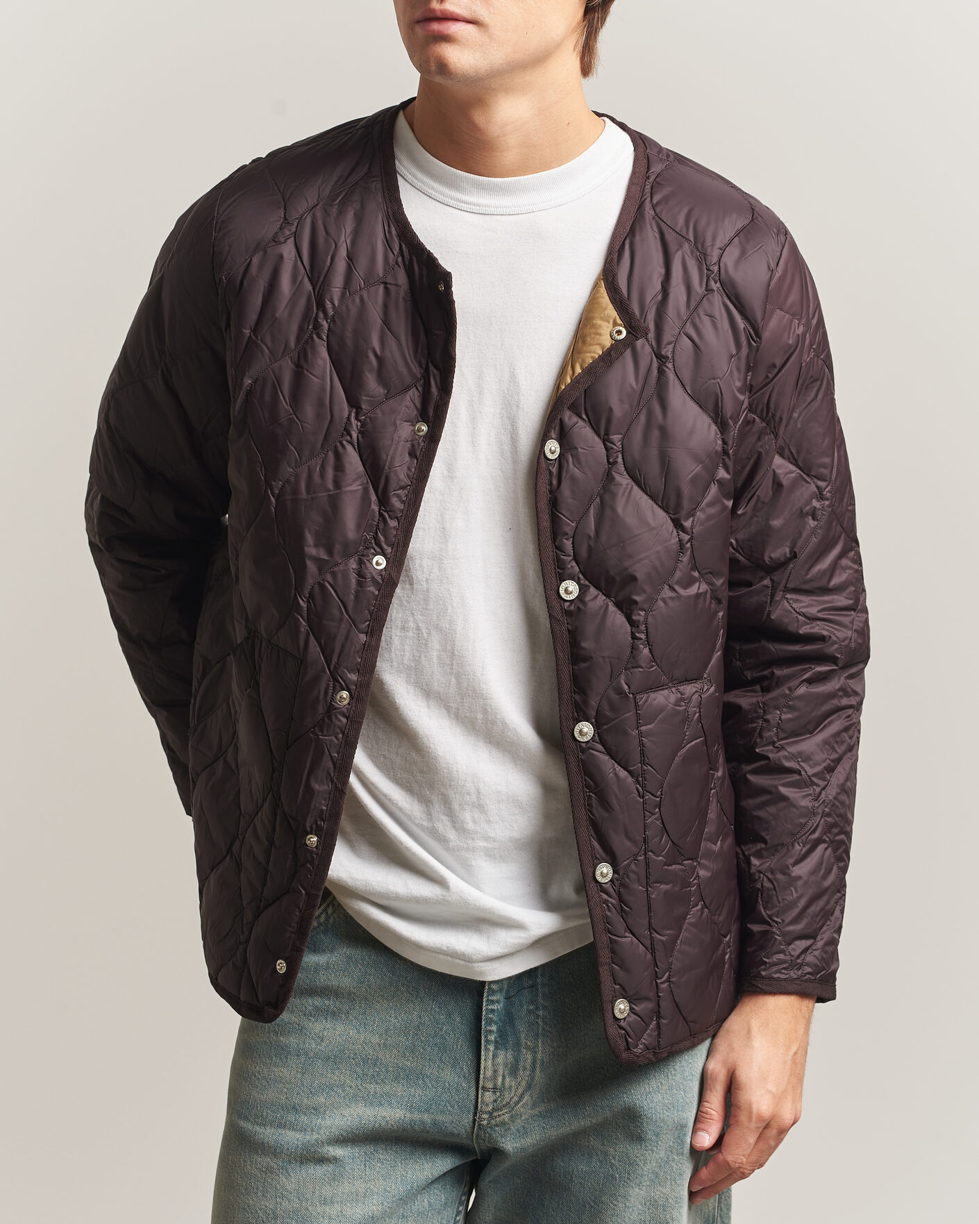 Men | Coats & Jackets | TAION | Military Crew Neck Down Jacket Dark Choco