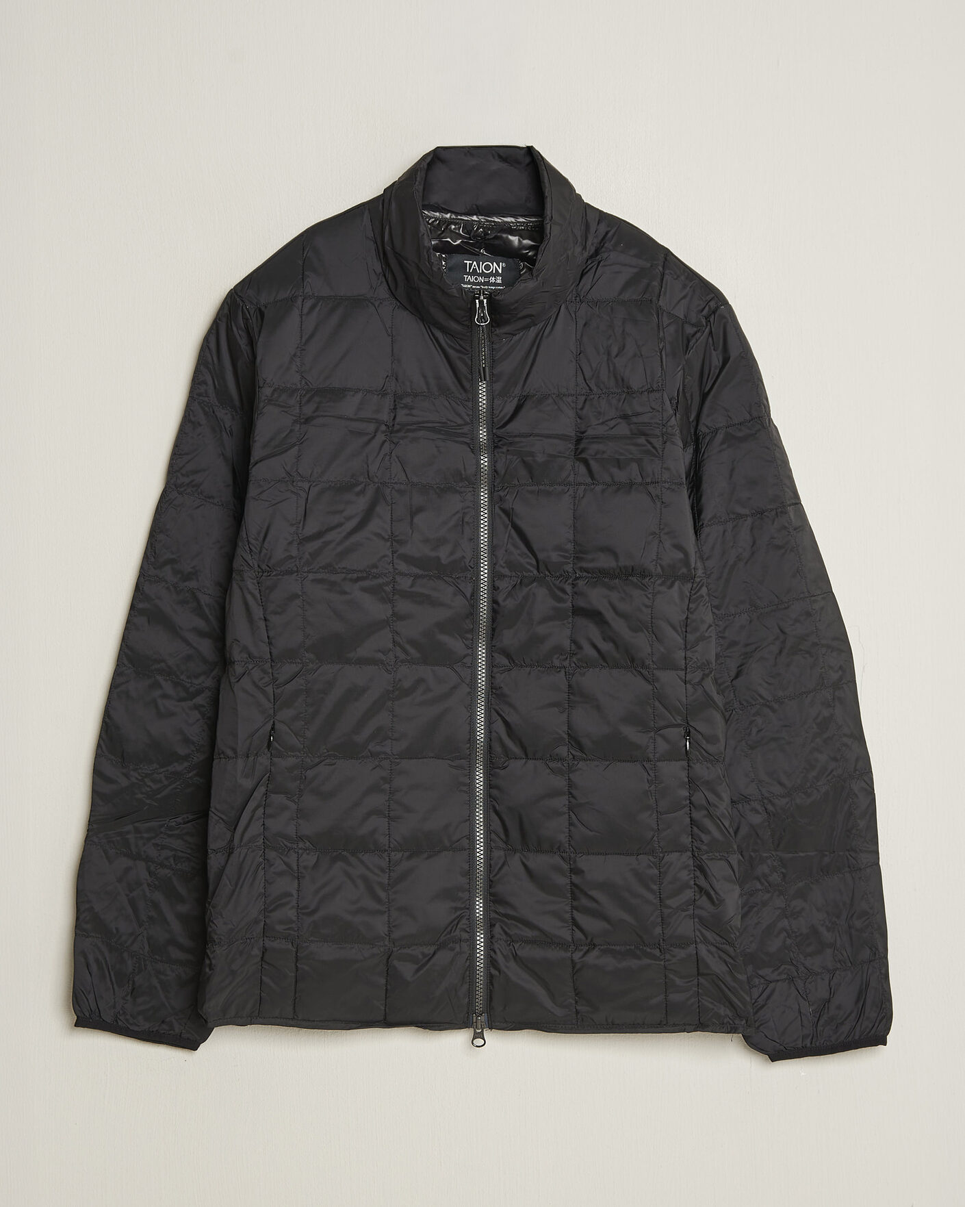 Men | Coats & Jackets | TAION | High Neck Full Zip Lightweight Down Jacket Black