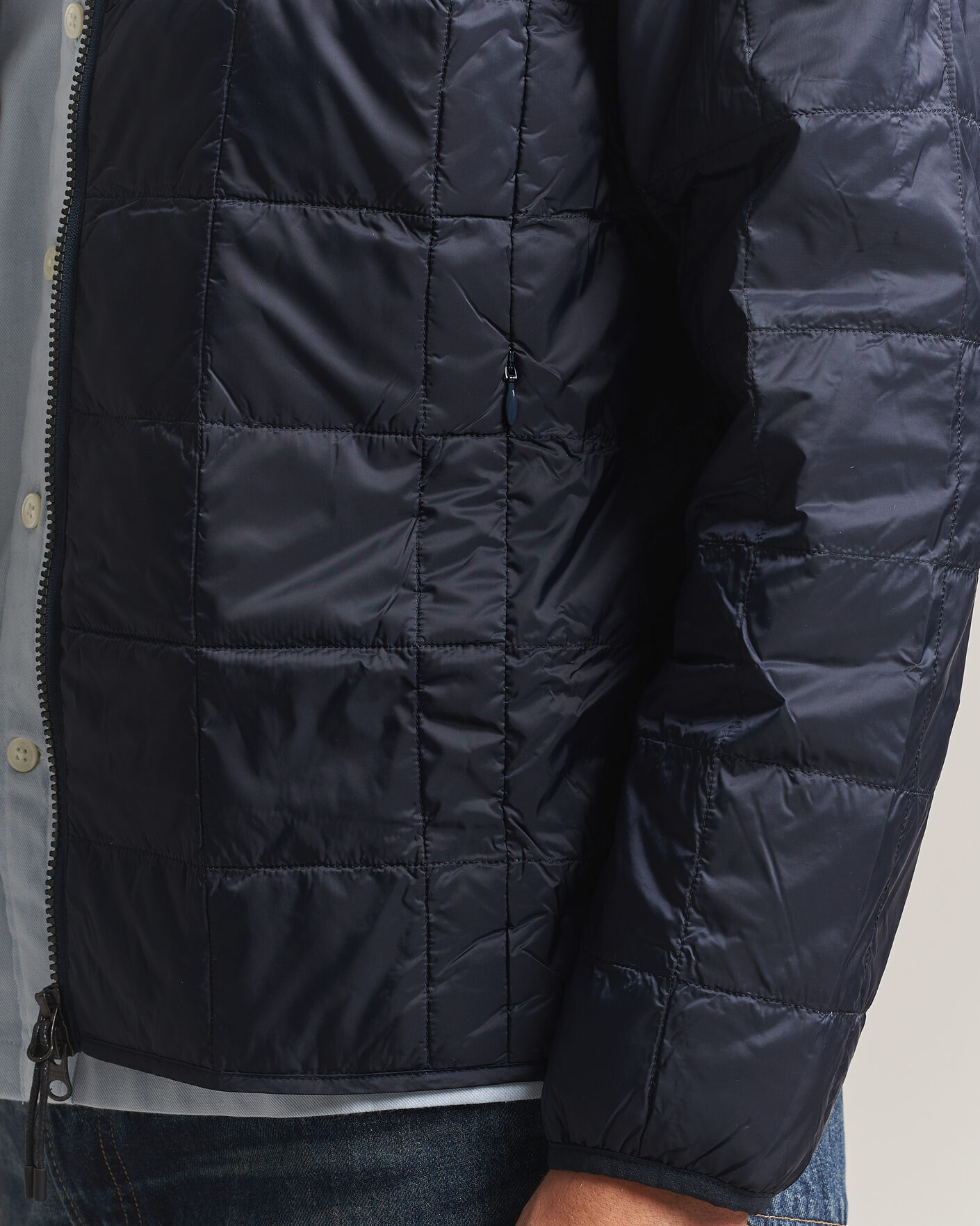 Men | Coats & Jackets | TAION | High Neck Full Zip Lightweight Down Jacket Dark Navy