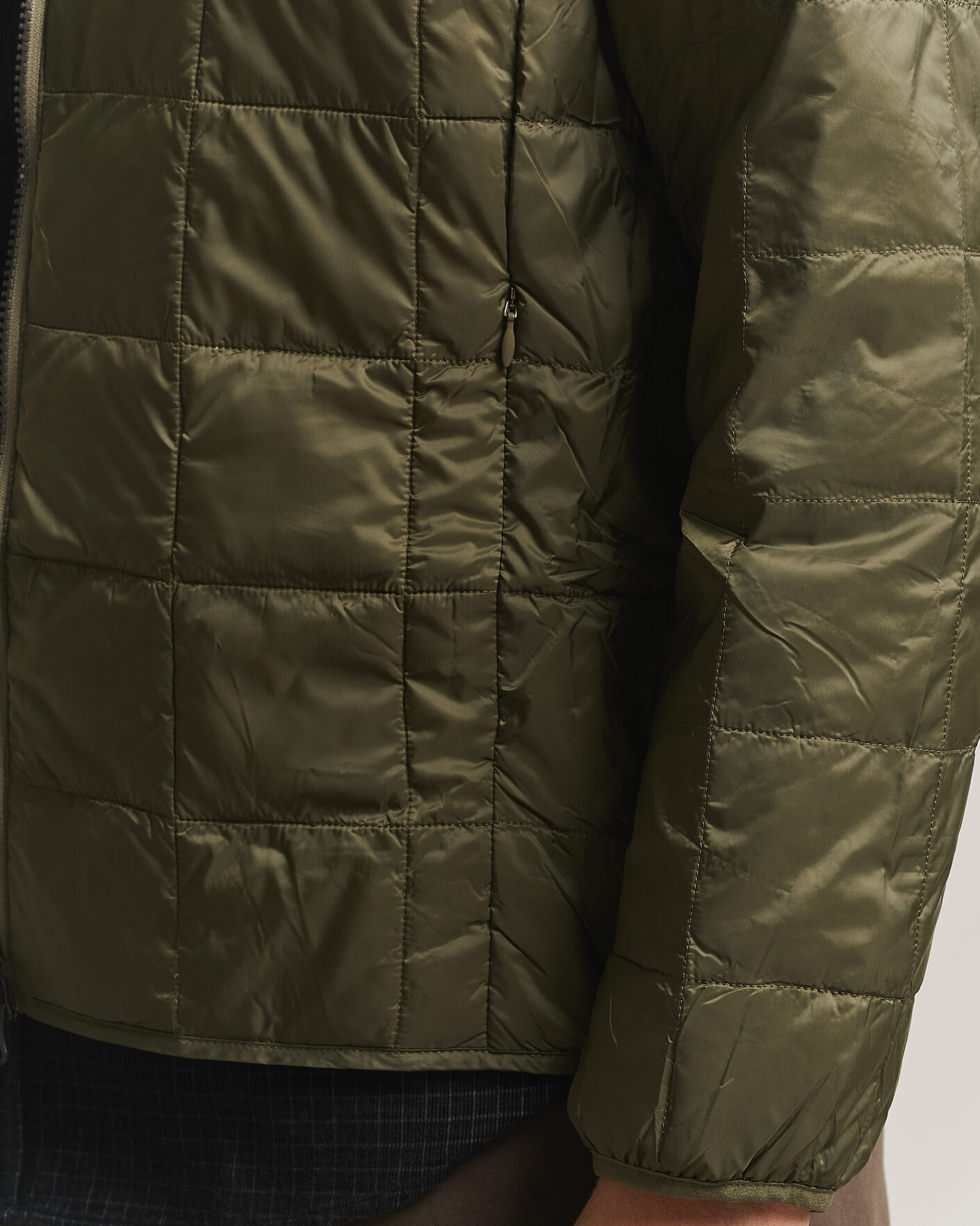 Men | Coats & Jackets | TAION | High Neck Full Zip Lightweight Down Jacket Dark Olive
