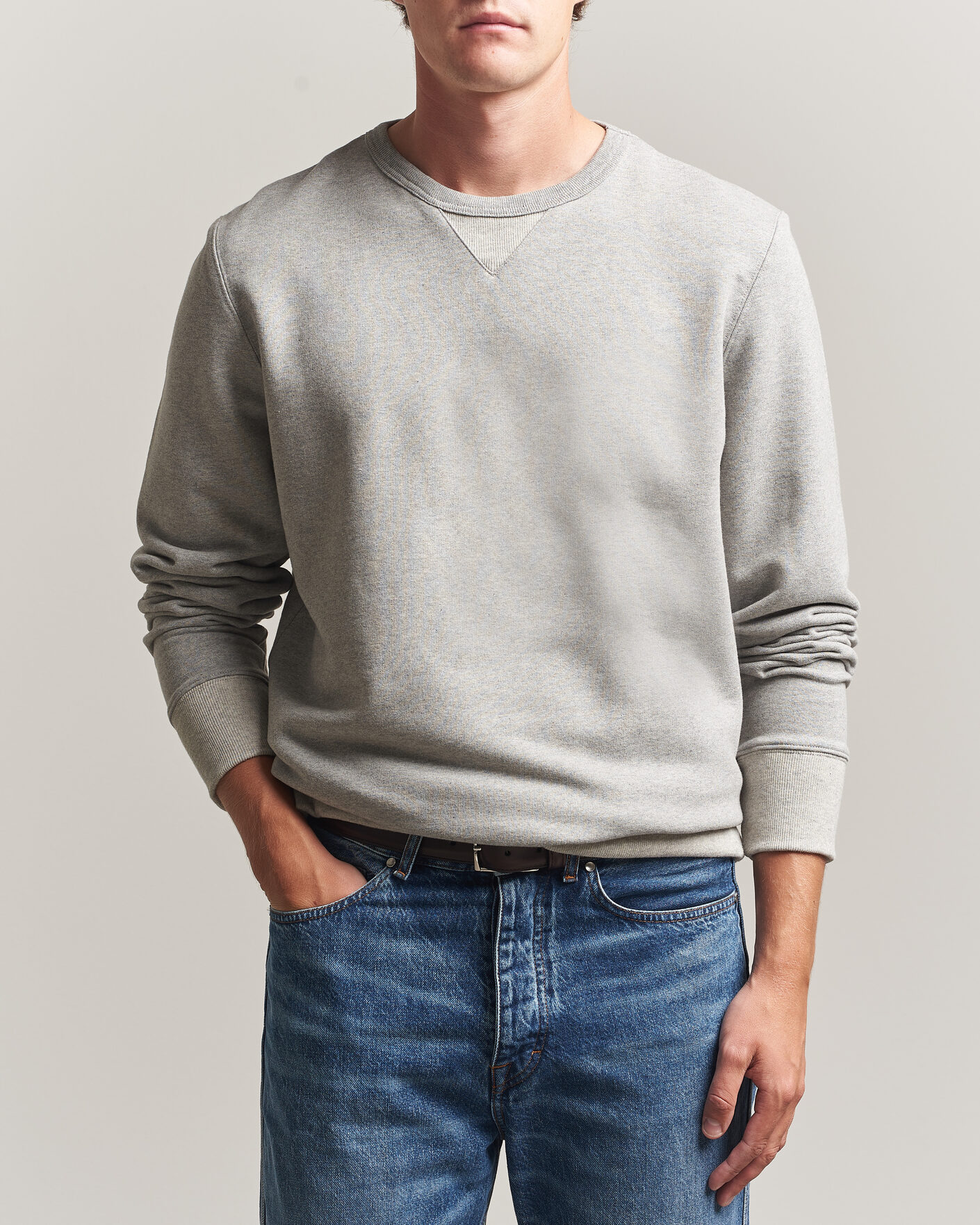 Men | Sweaters & Knitwear | Merz b. Schwanen | Vintage Machine Sweatshirt Grey Melange