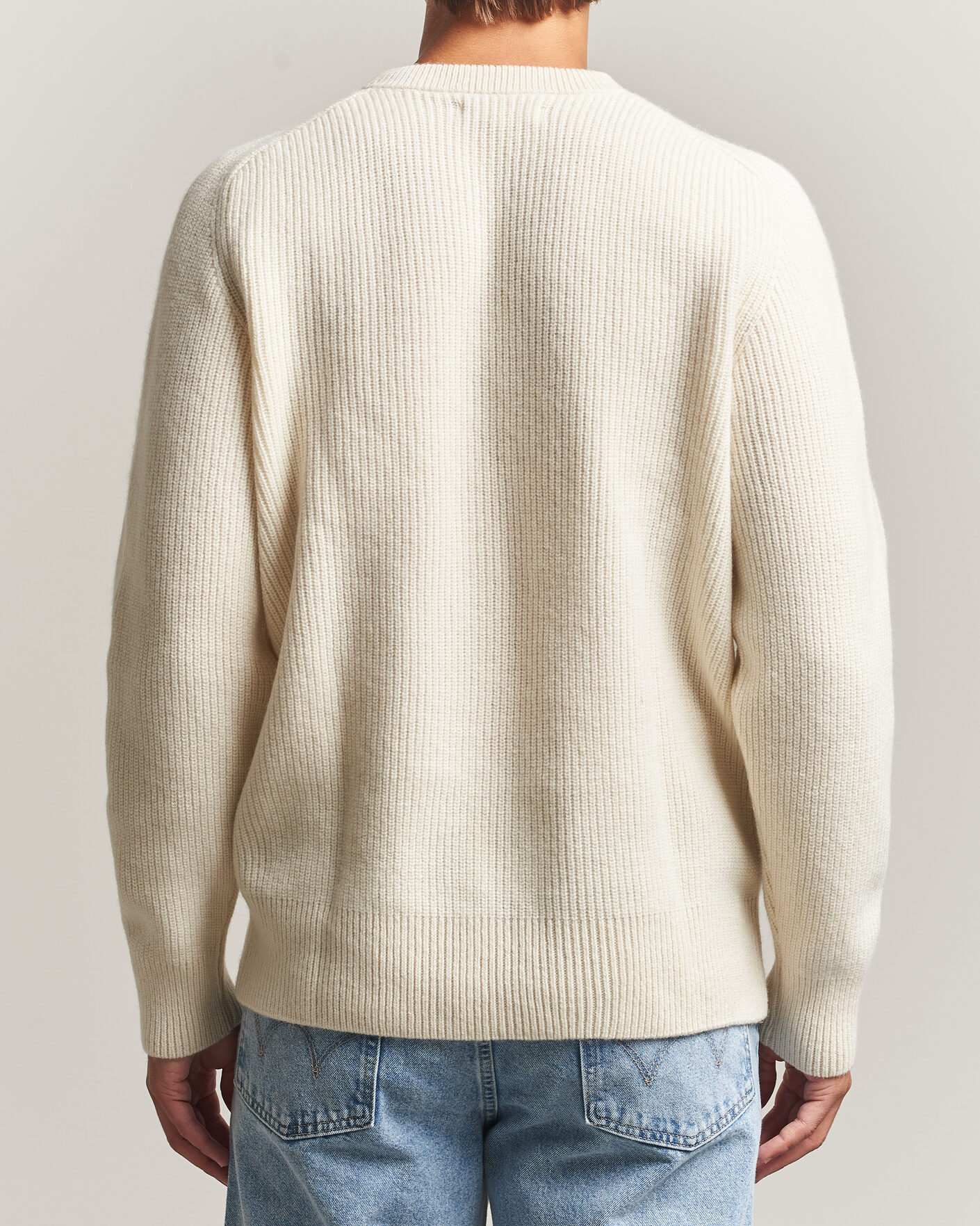 Men | Sweaters & Knitwear | Merz b. Schwanen | Merino/Cashmere Knitted Sweater Nature