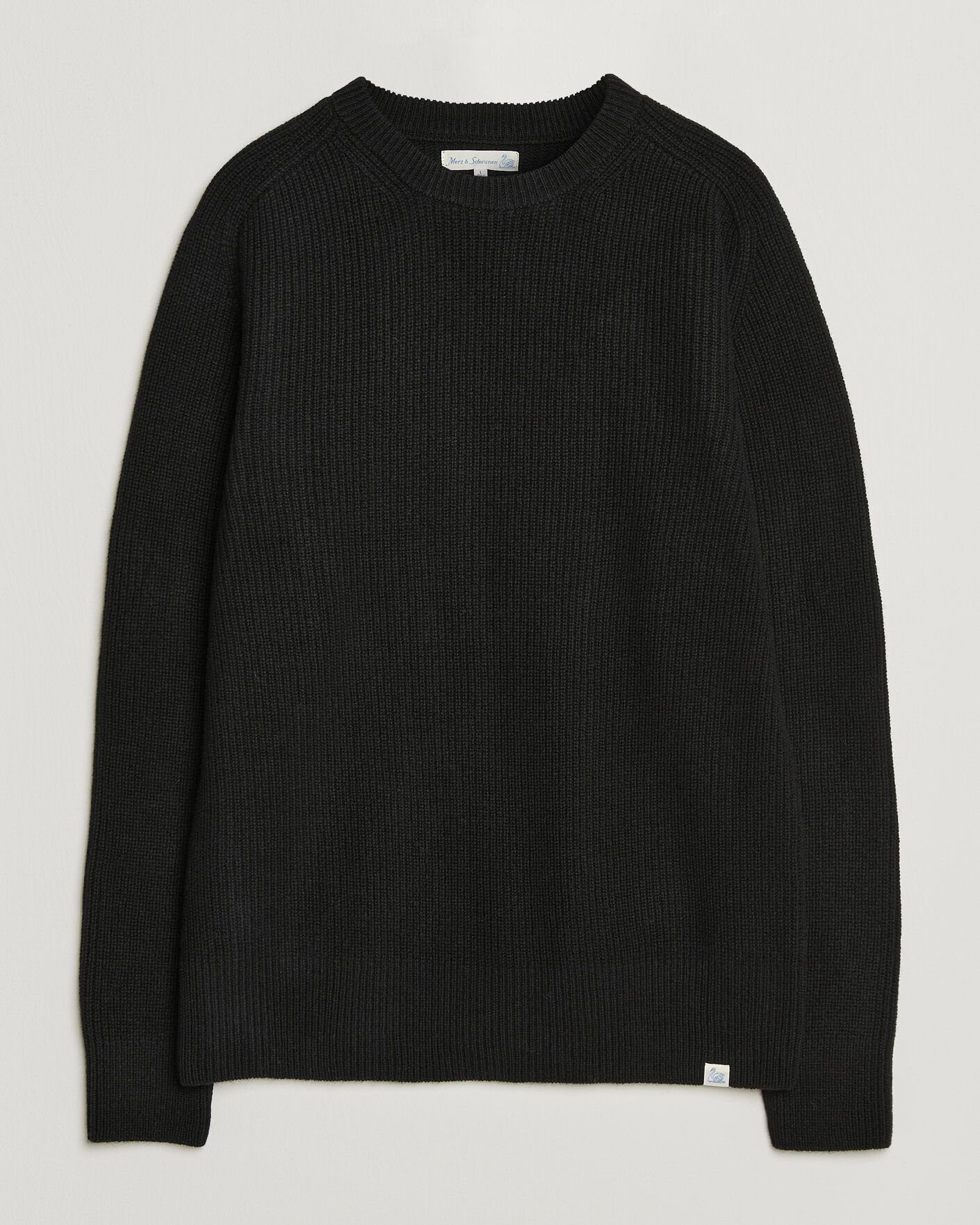 Men | Sweaters & Knitwear | Merz b. Schwanen | Merino/Cashmere Knitted Sweater Deep Black