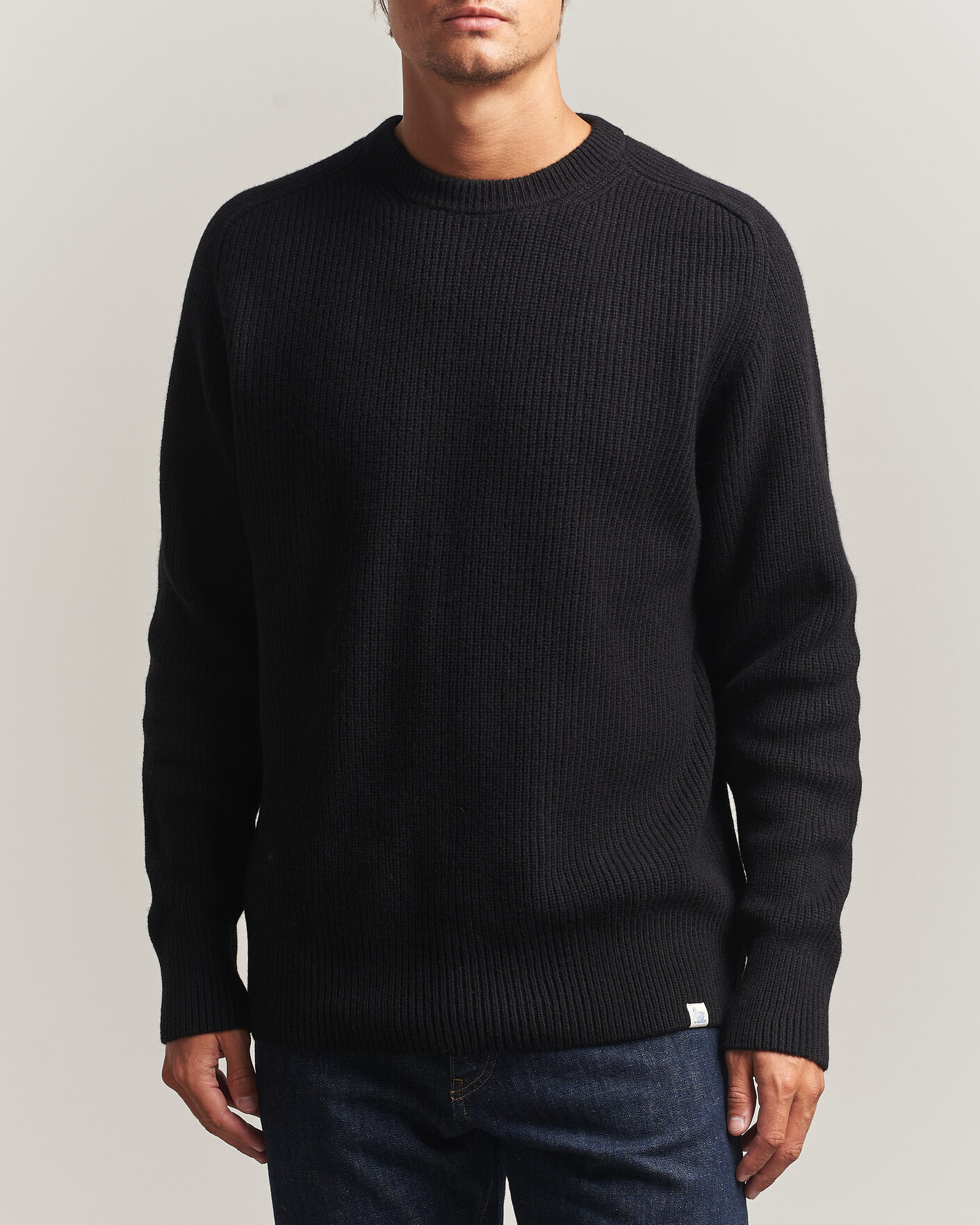 Men | Sweaters & Knitwear | Merz b. Schwanen | Merino/Cashmere Knitted Sweater Deep Black