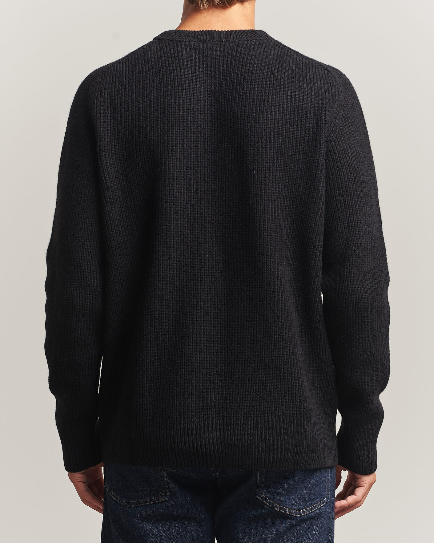Men | Sweaters & Knitwear | Merz b. Schwanen | Merino/Cashmere Knitted Sweater Deep Black