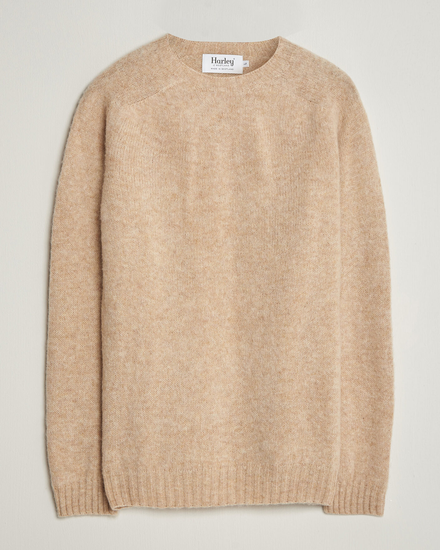 Men | Sweaters & Knitwear | Harley Of Scotland | Brushed Supersoft Lambswool Crewneck Calico