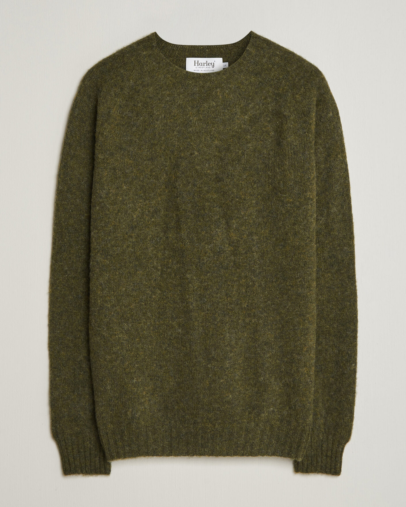 Men | Sweaters & Knitwear | Harley Of Scotland | Brushed Supersoft Lambswool Crewneck Scots Pine
