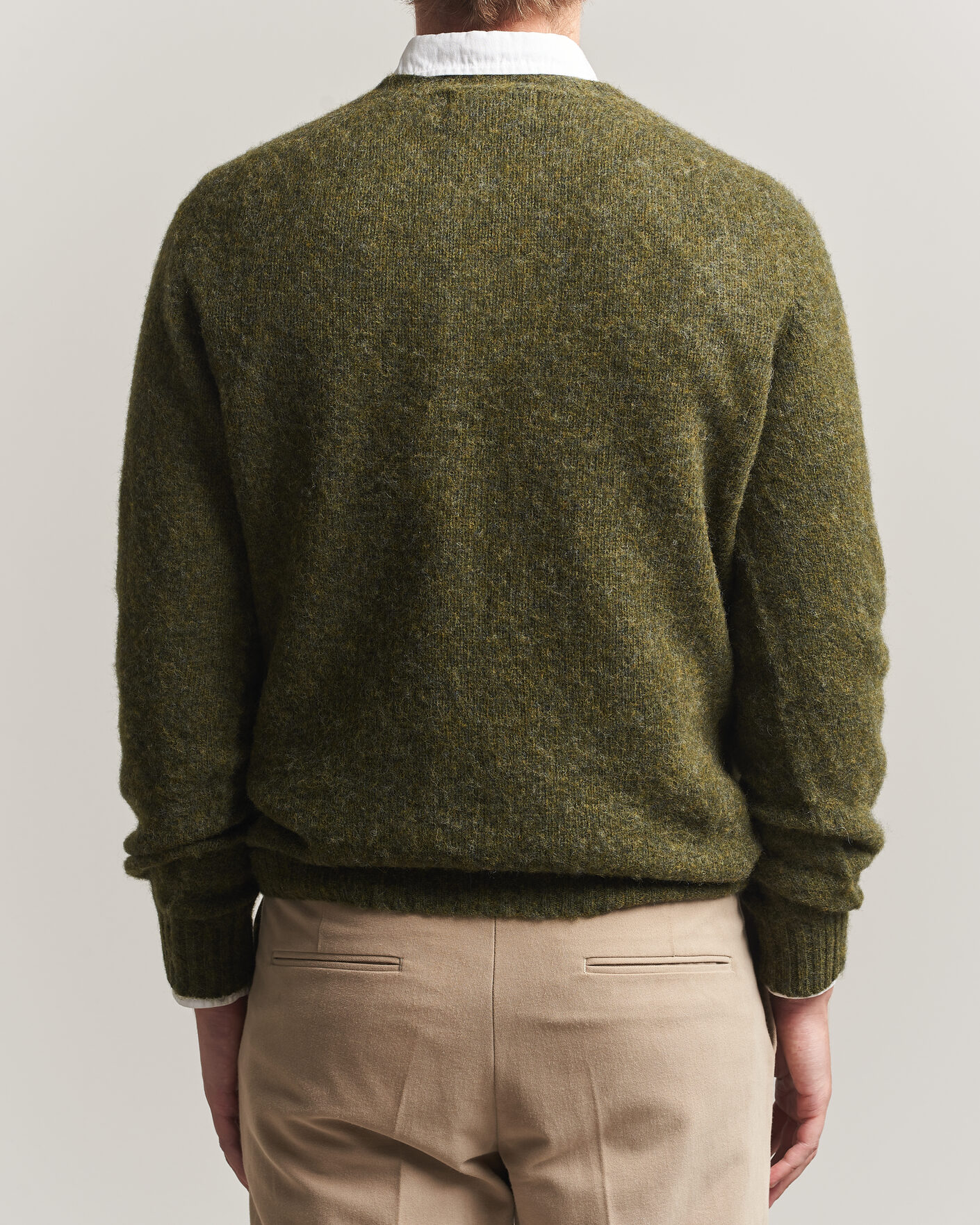 Men | Sweaters & Knitwear | Harley Of Scotland | Brushed Supersoft Lambswool Crewneck Scots Pine